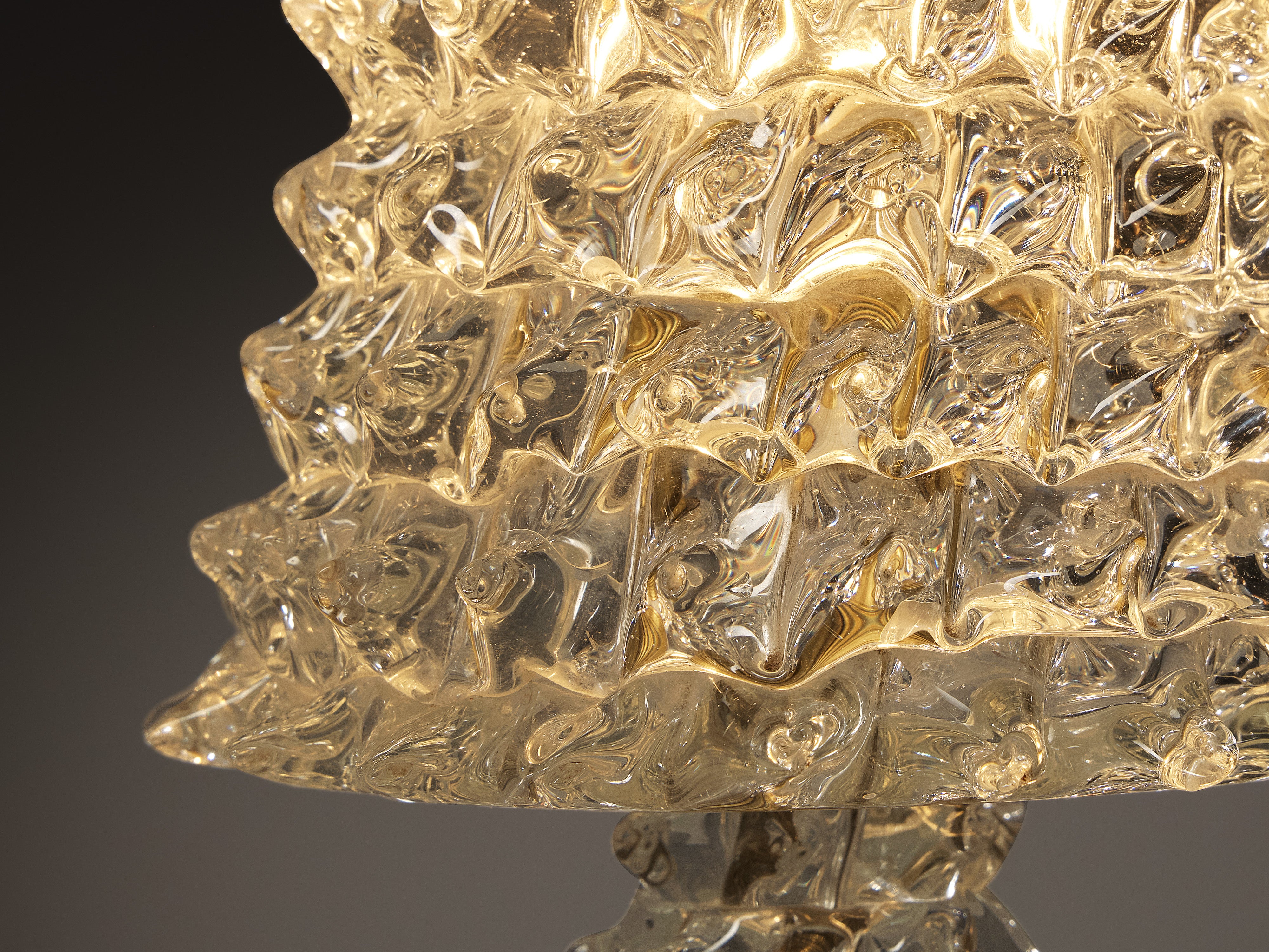 Barovier & Toso Art Deco Table Lamp in Crystal Glass Lighting Morentz
