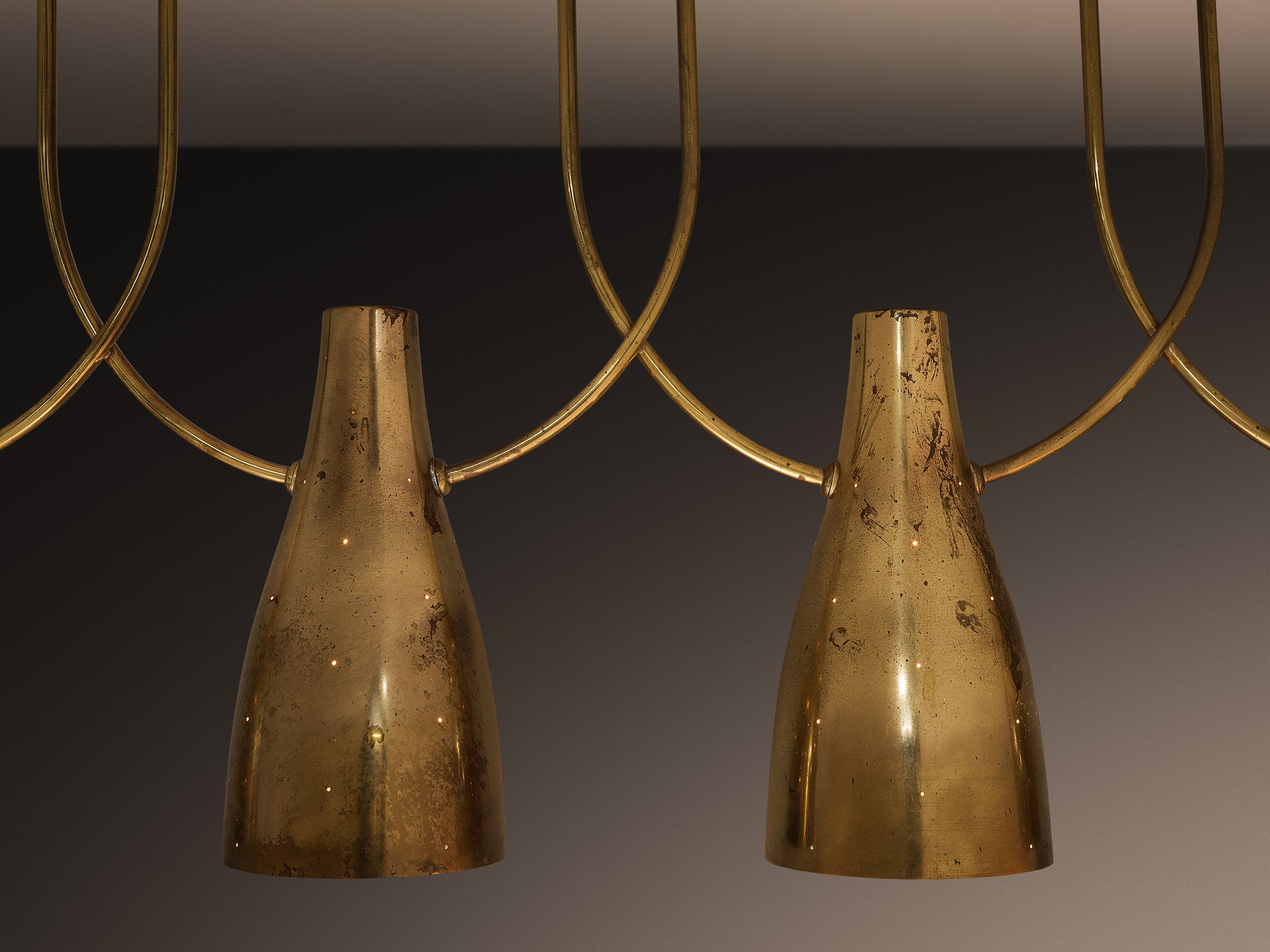 Rare Paavo Tynell for Taito Oy Model '10103/4' Chandelier in Brass Lighting Morentz