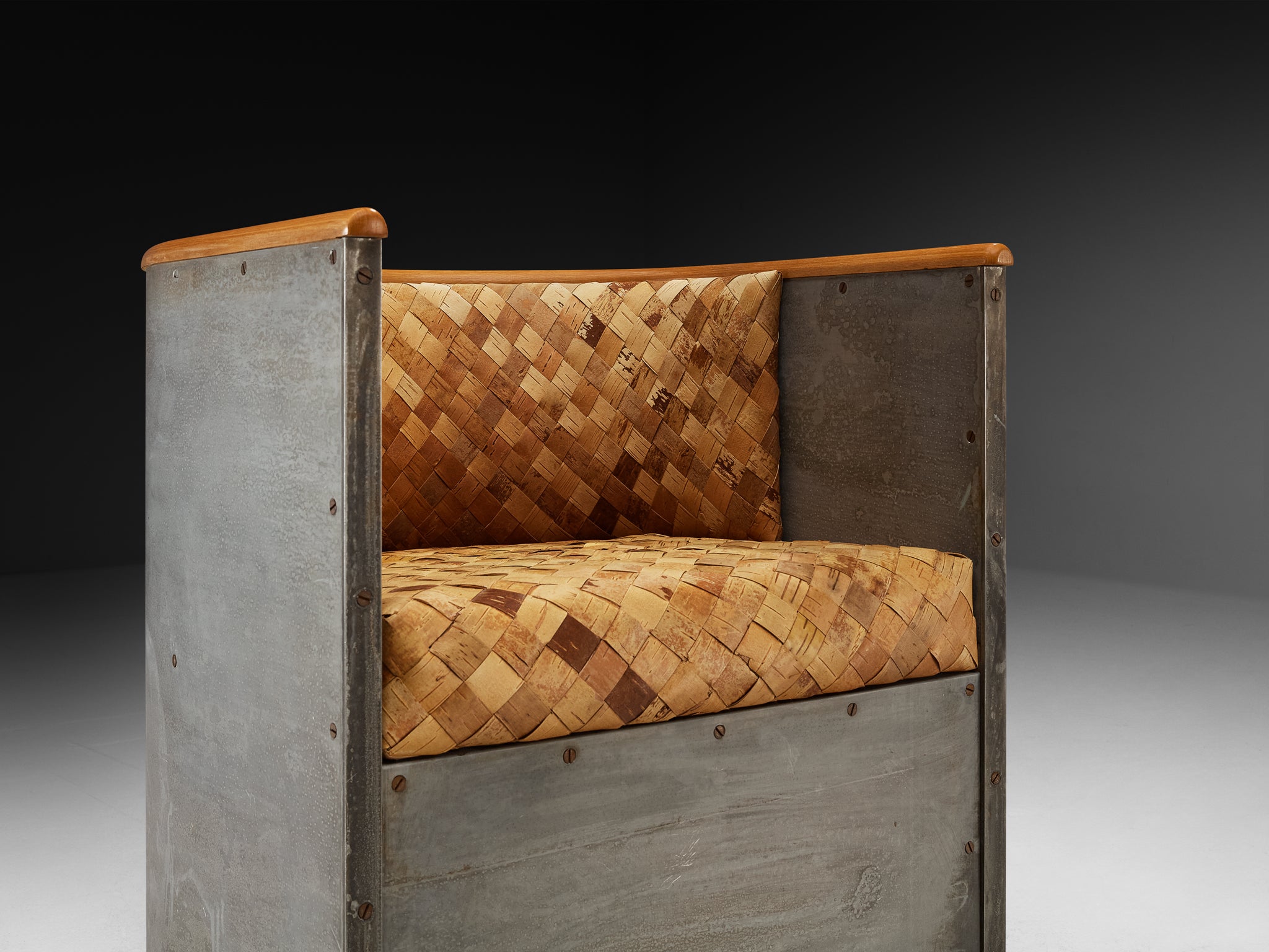Mats Theselius 'Aluminium' Lounge Chair in Woven Birch Bark Seating Morentz