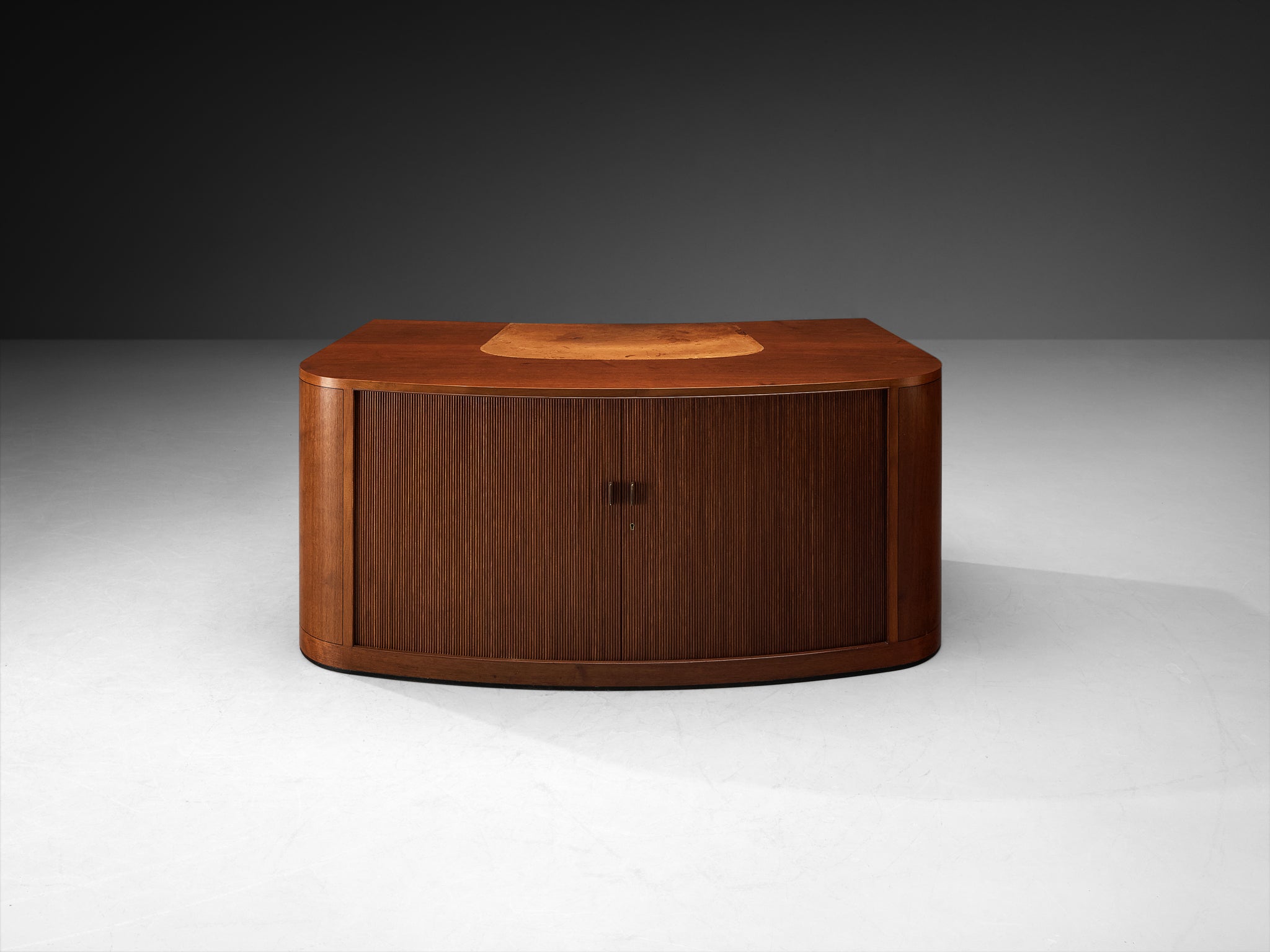 Ernst Kühn for Normina 1930s Danish Executive Desk with Tambour Doors Tables Morentz