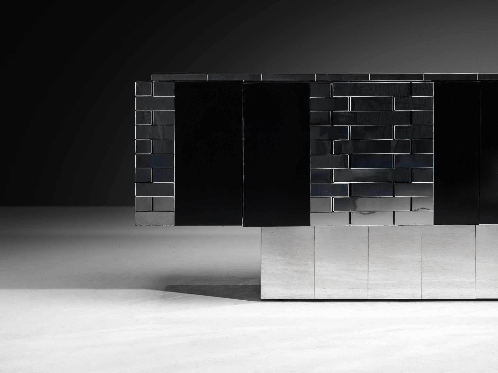Paul Evans for Directional Rare 'Cityscape' or 'Steel Hinged' Sideboard in Chrome Case pieces and storage cabinets Morentz