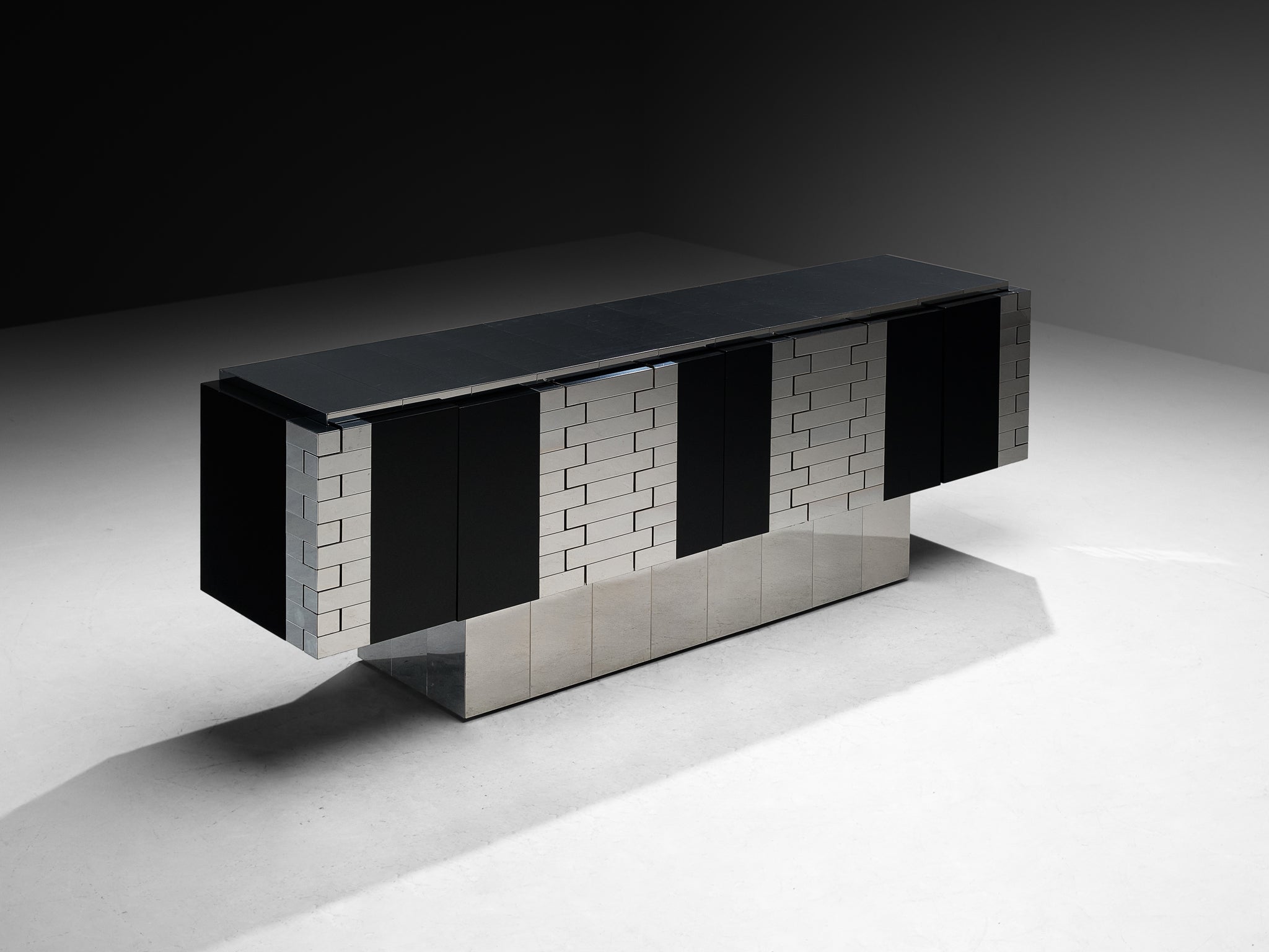 Paul Evans for Directional Rare 'Cityscape' or 'Steel Hinged' Sideboard in Chrome Case pieces and storage cabinets Morentz