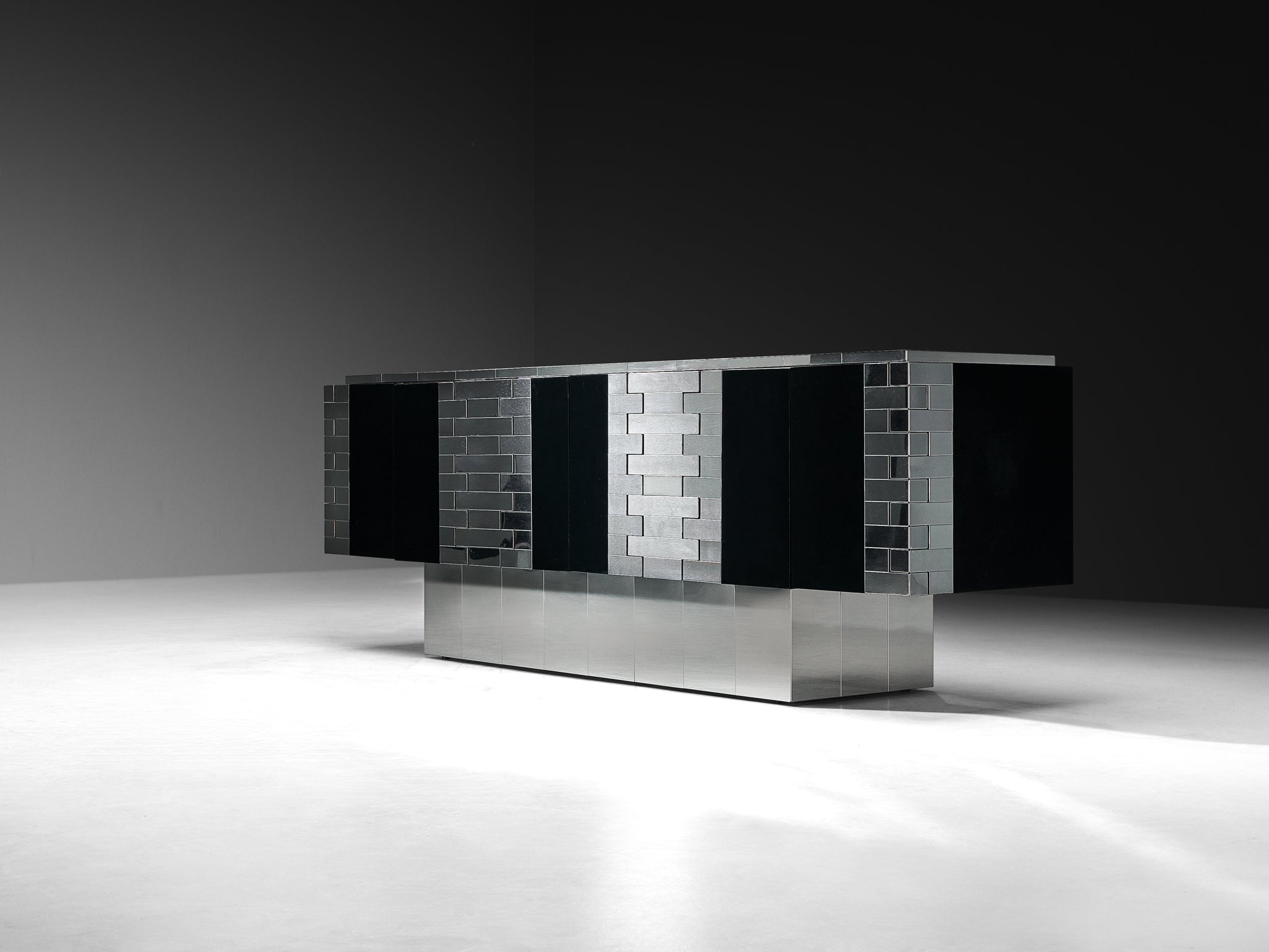 Paul Evans for Directional Rare 'Cityscape' or 'Steel Hinged' Sideboard in Chrome Case pieces and storage cabinets Morentz