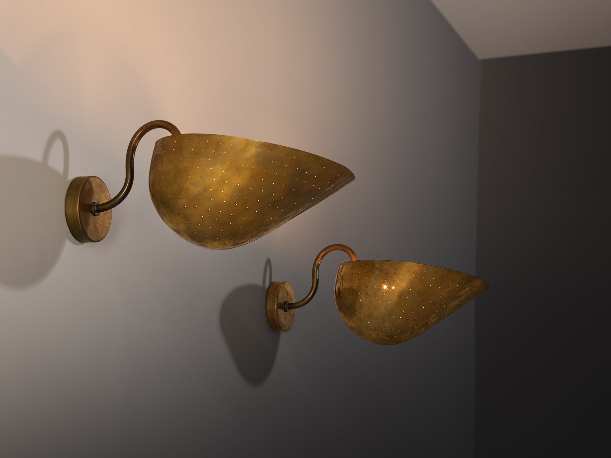 Carl-Axel Acking '5019' Wall Lights in Perforated Brass Lighting Morentz