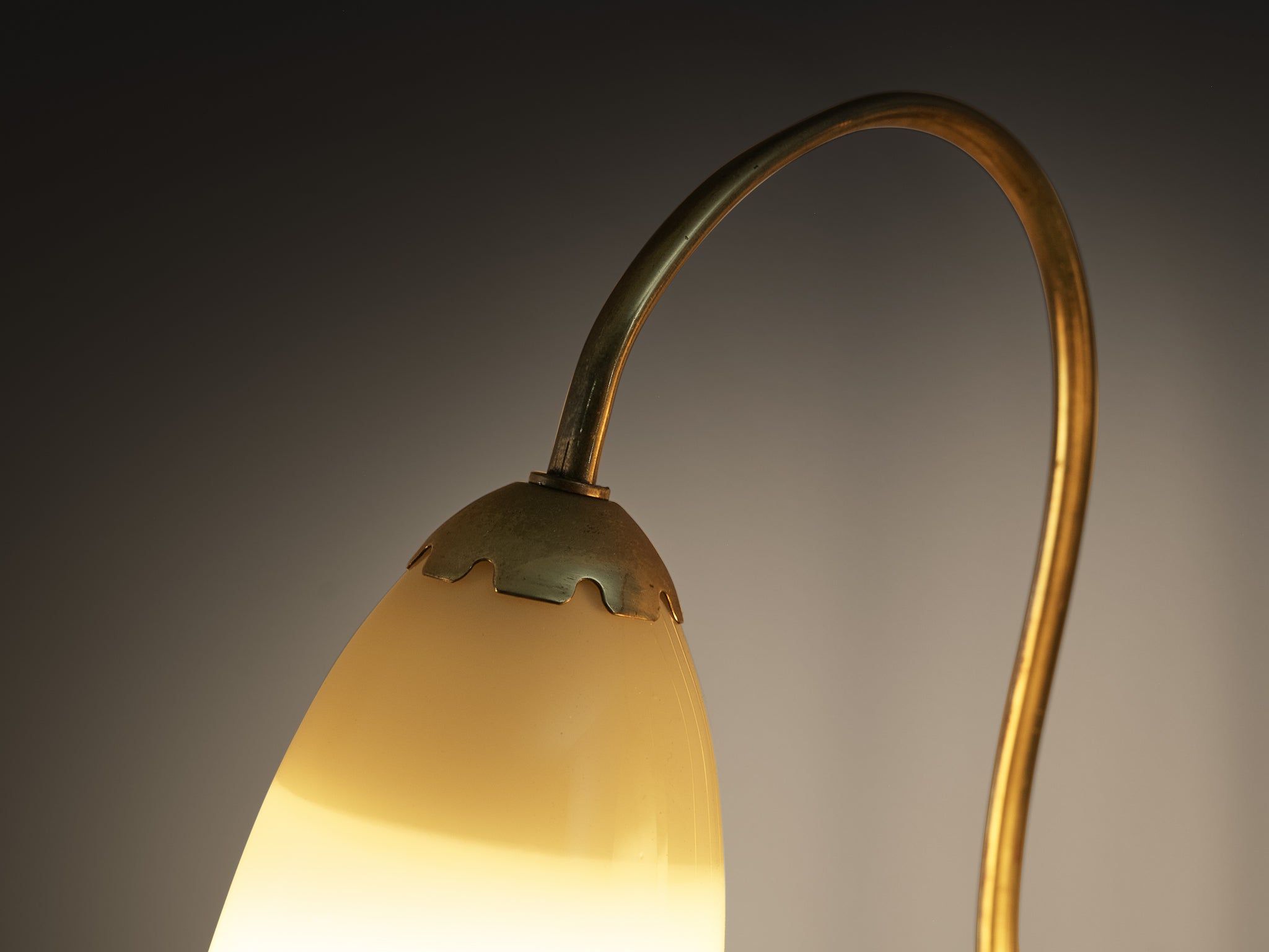 Rare Paavo Tynell for Taito Oy Pair of '9405' Wall Lights in Brass and Glass