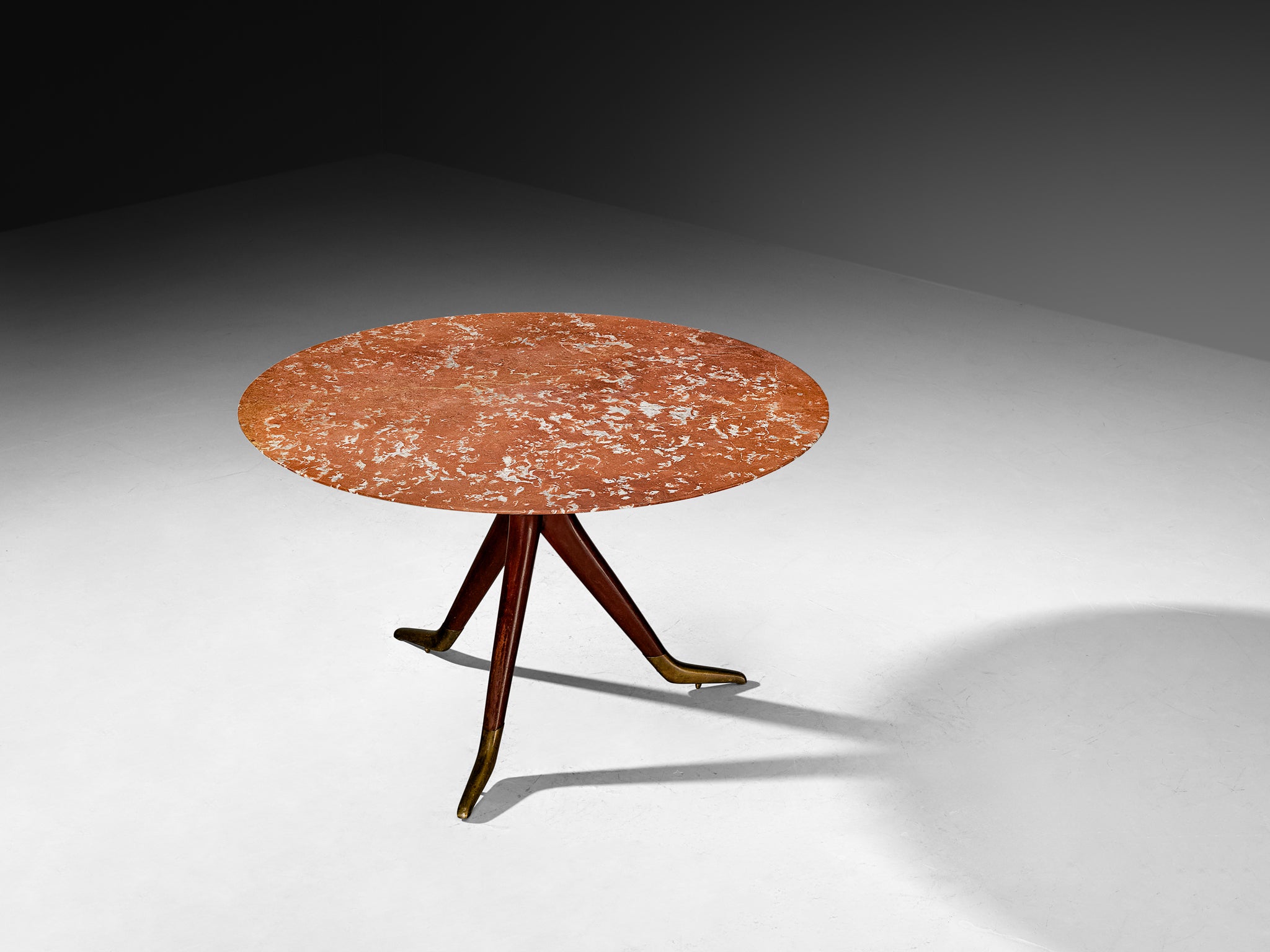 1940s Mid-Century Elegant Italian Dining or Center Table in Rosso Francia Marble