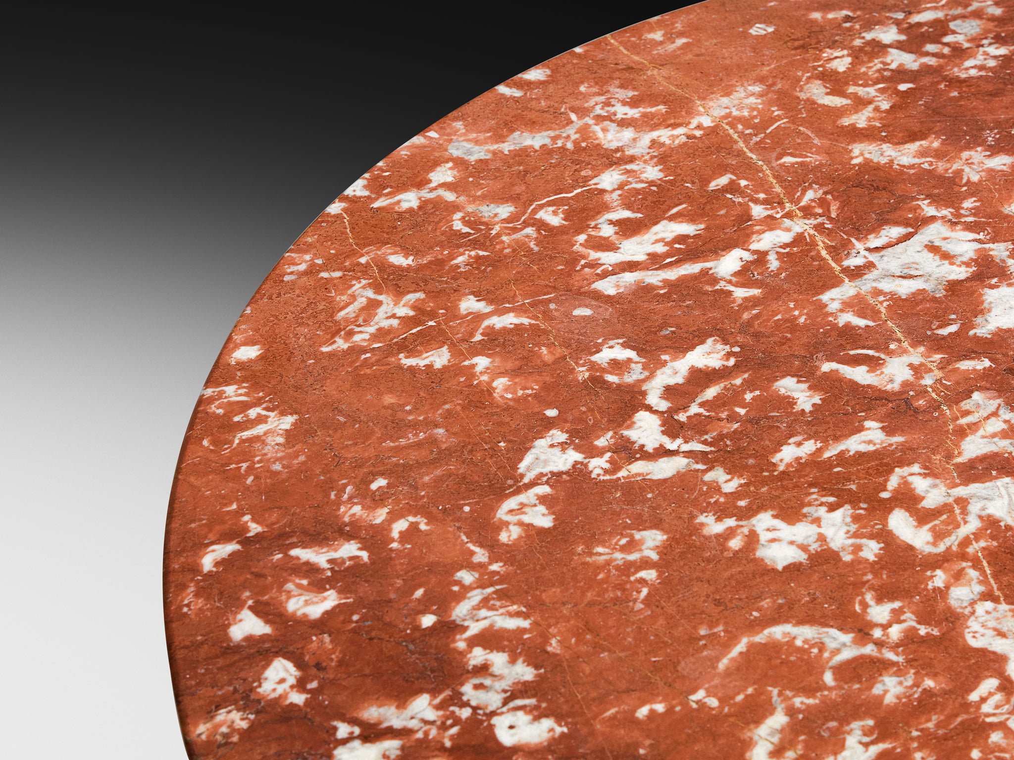 1940s Mid-Century Elegant Italian Dining or Center Table in Rosso Francia Marble Tables Morentz