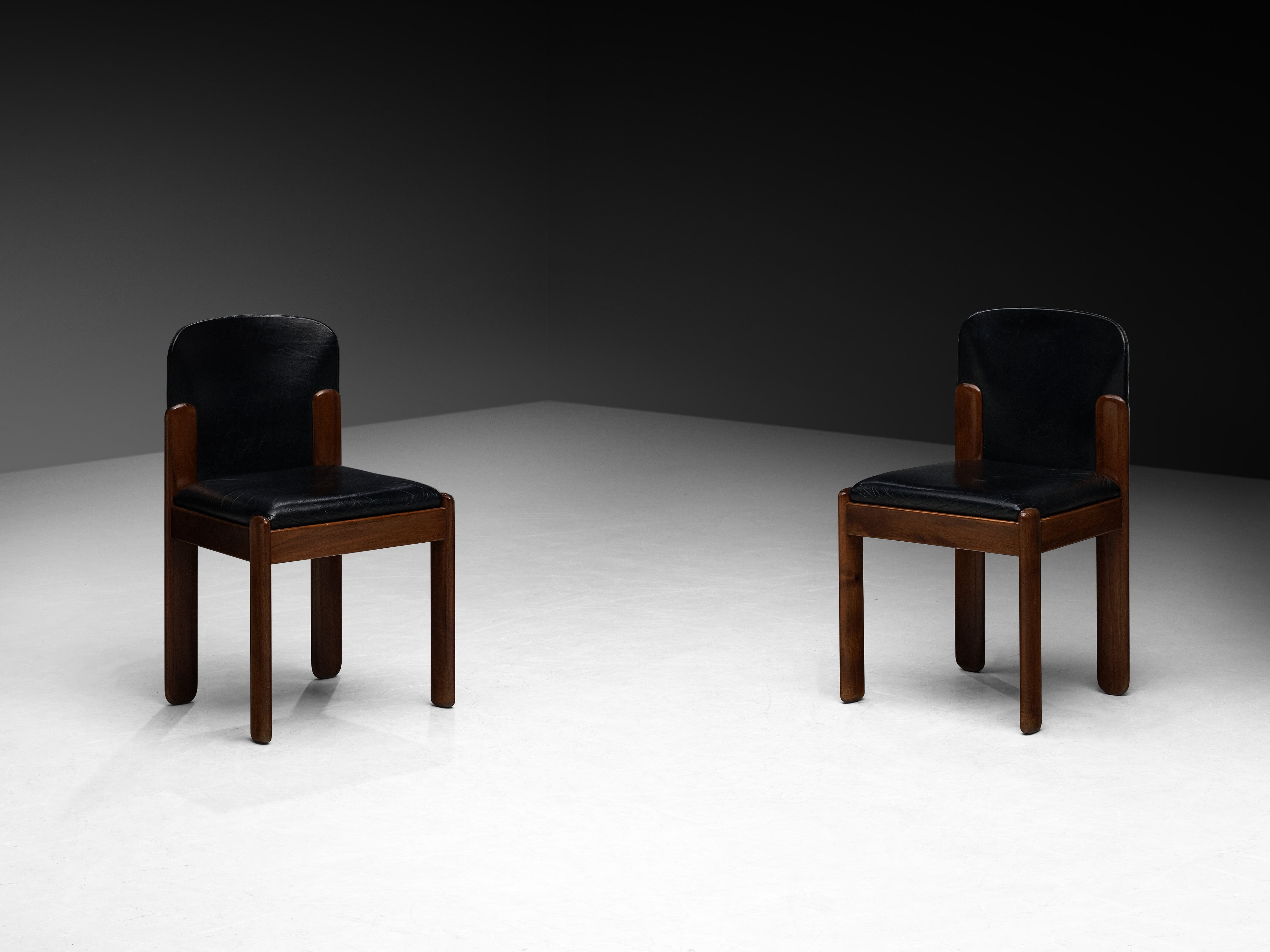Silvio Coppola for Bernini Set of Twelve Dining Chairs in Walnut Seating Morentz