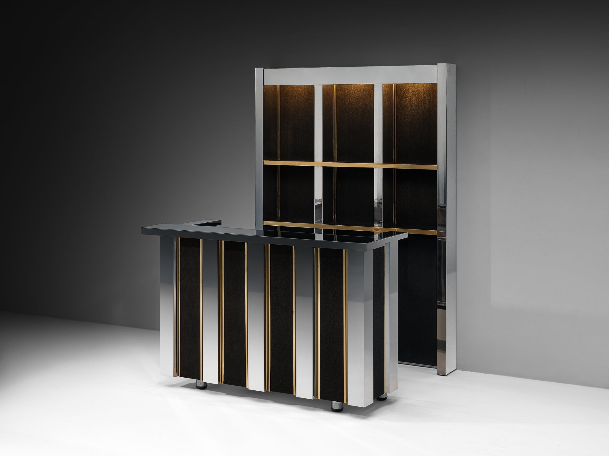Hollywood Regency Bar Cabinet in the Style of Willy Rizzo Case pieces and storage cabinets Morentz