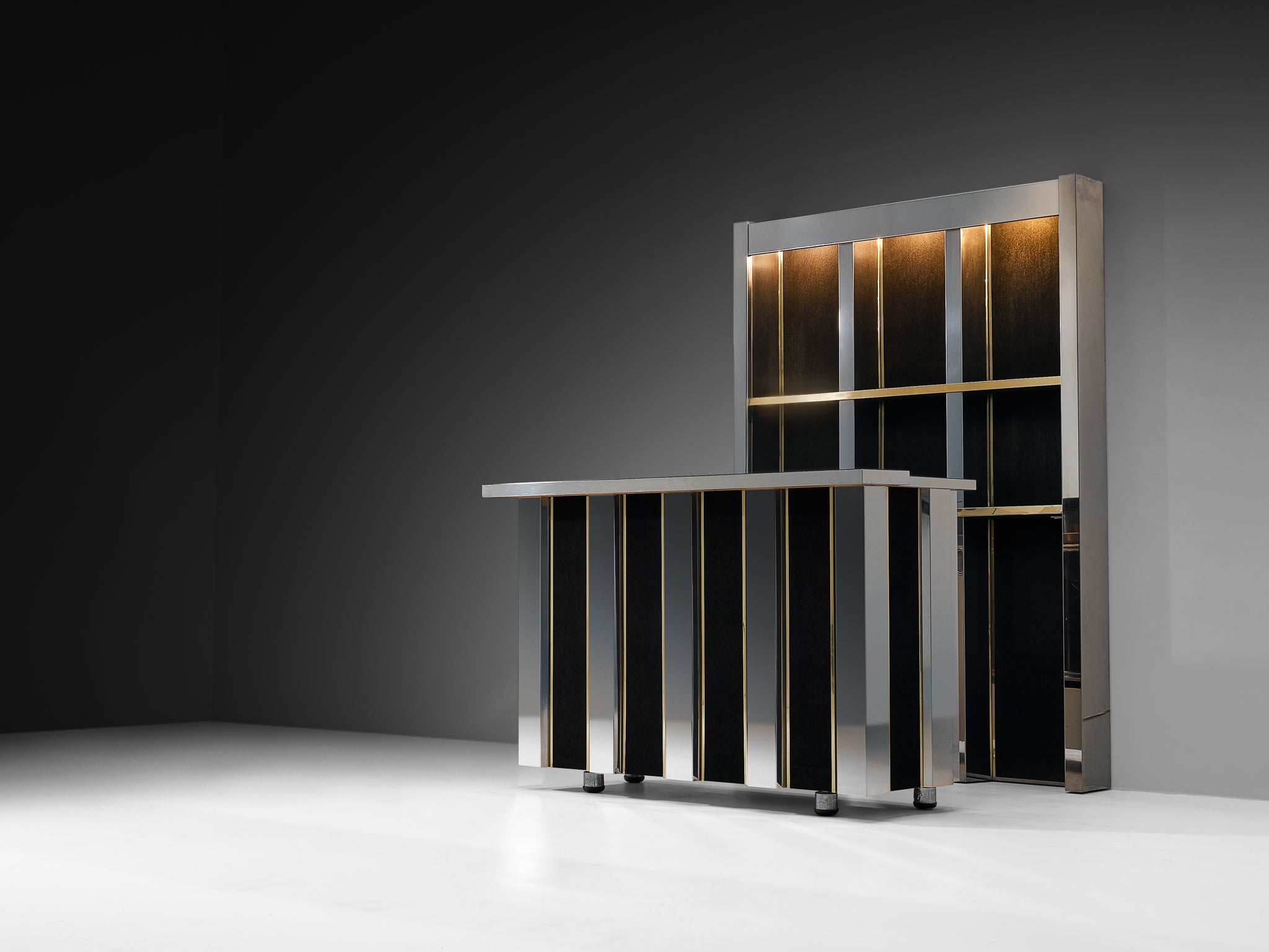 Hollywood Regency Bar Cabinet in the Style of Willy Rizzo Case pieces and storage cabinets Morentz