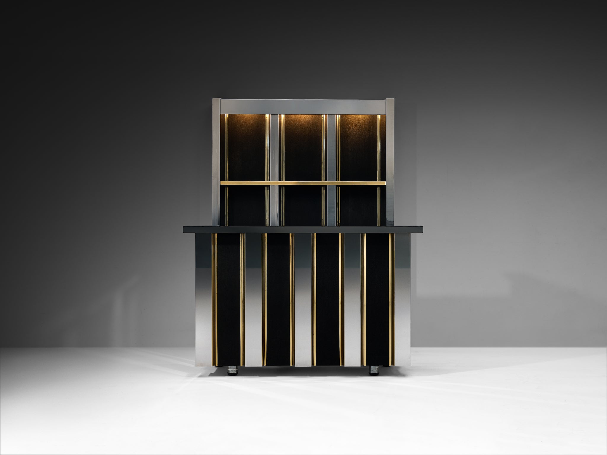 Hollywood Regency Bar Cabinet in the Style of Willy Rizzo Case pieces and storage cabinets Morentz