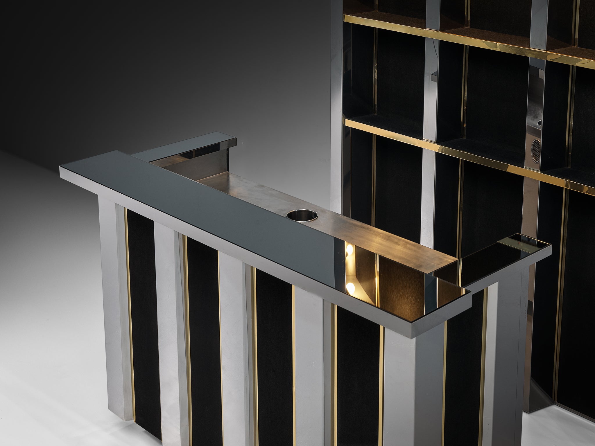 Hollywood Regency Bar Cabinet in the Style of Willy Rizzo Case pieces and storage cabinets Morentz