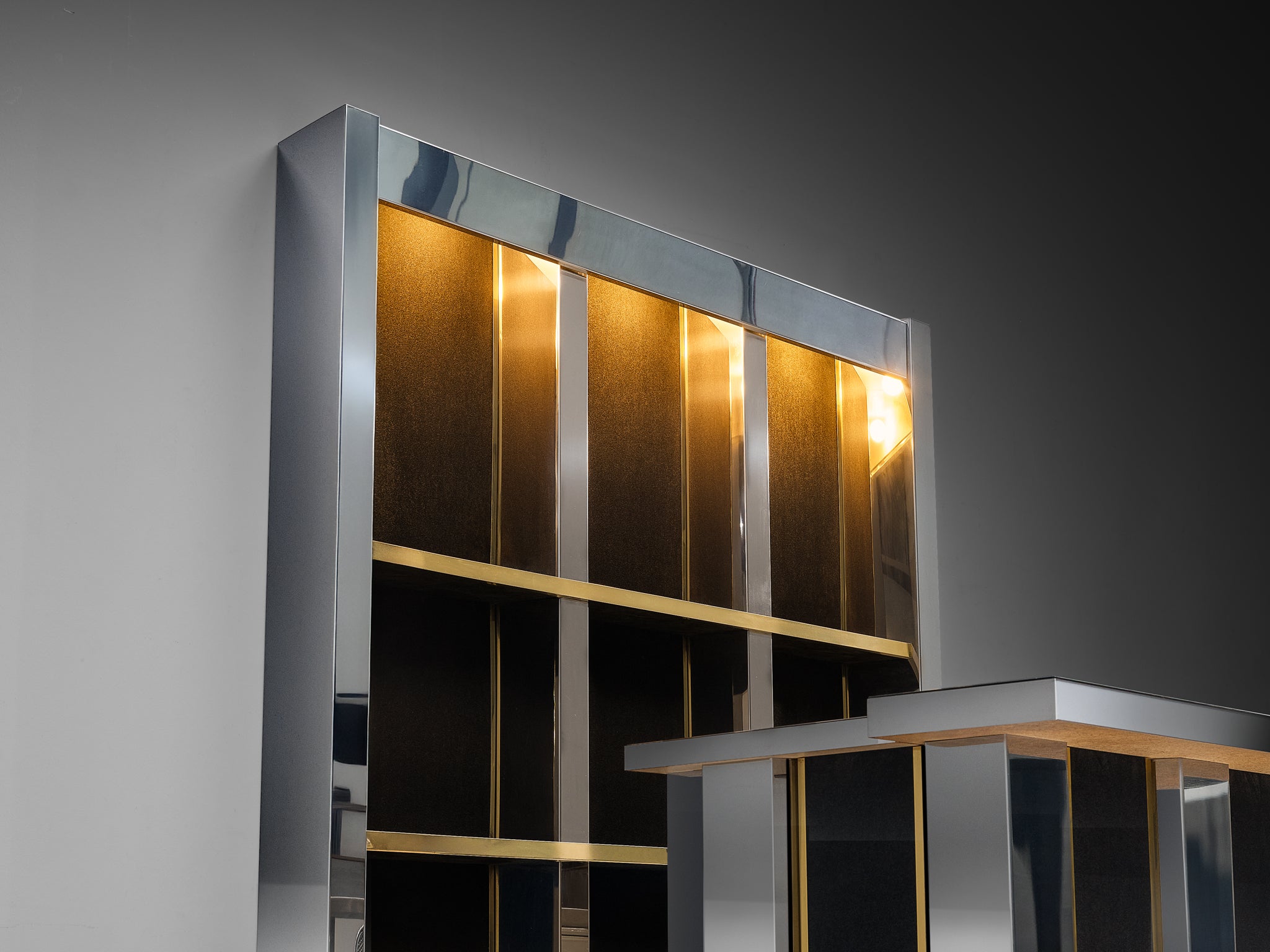 Hollywood Regency Bar Cabinet in the Style of Willy Rizzo Case pieces and storage cabinets Morentz