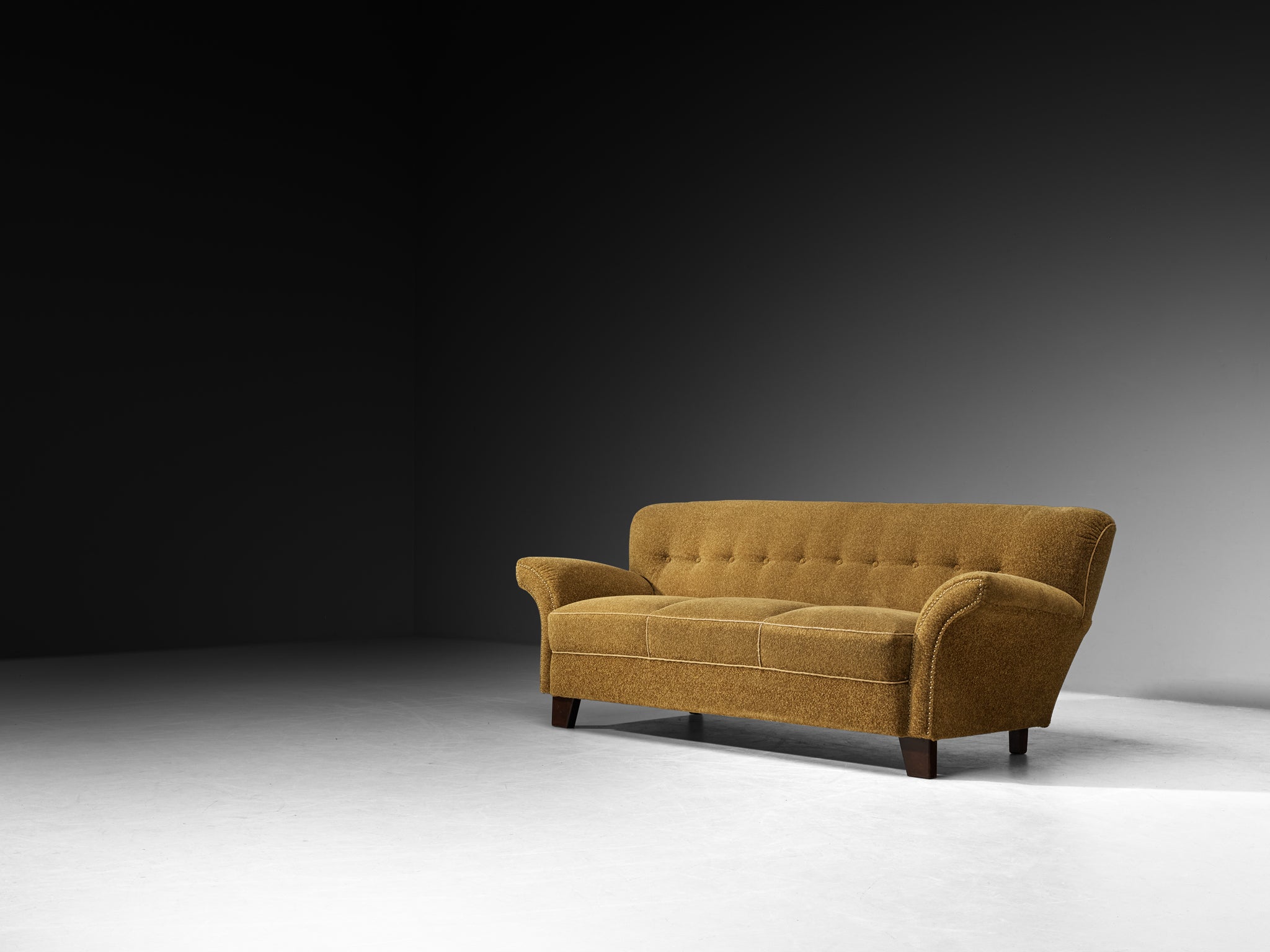 Art Deco Sofa Three Seat Sofa with Curved Form Seating Morentz
