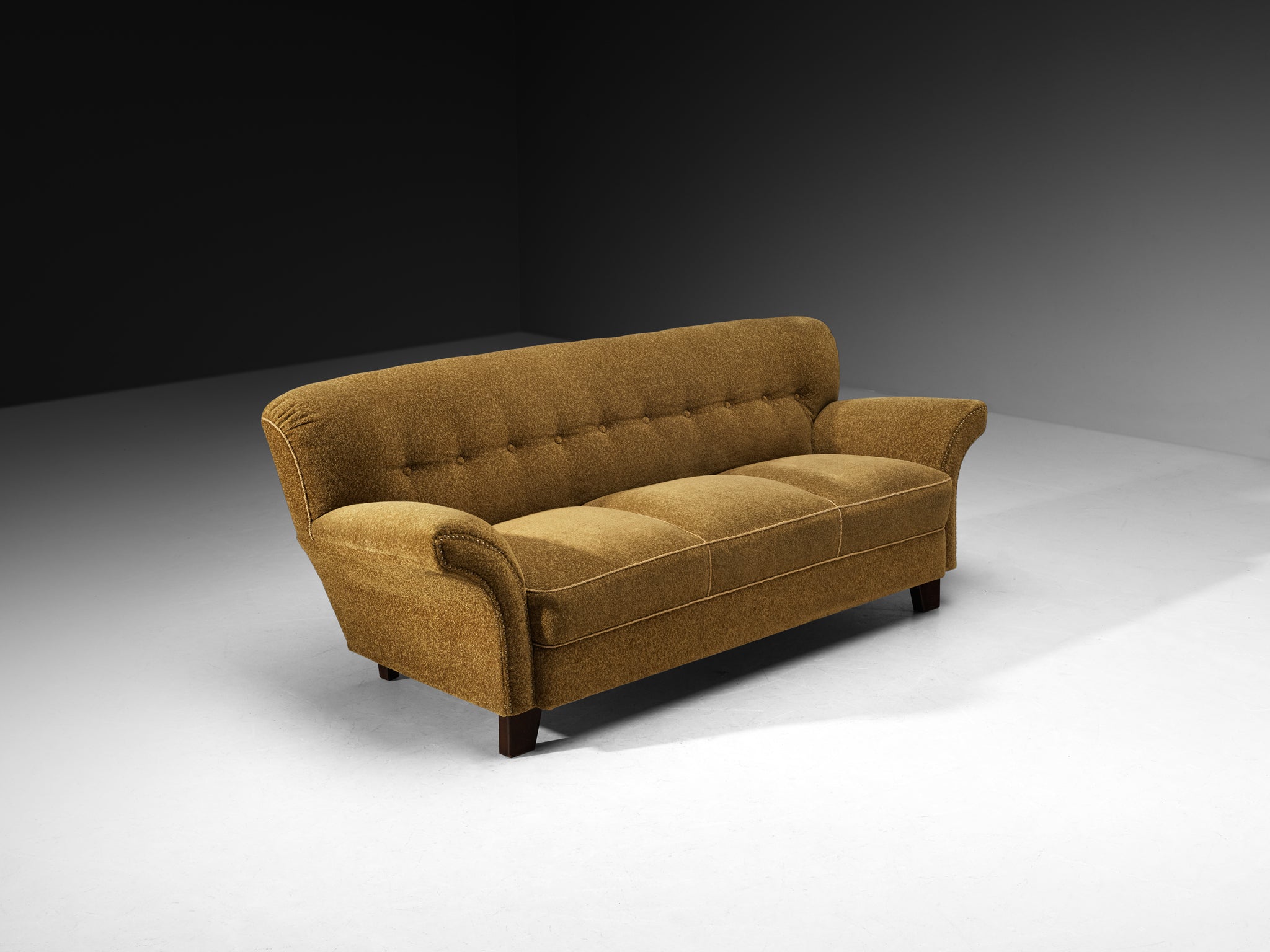Art Deco Sofa Three Seat Sofa with Curved Form Seating Morentz