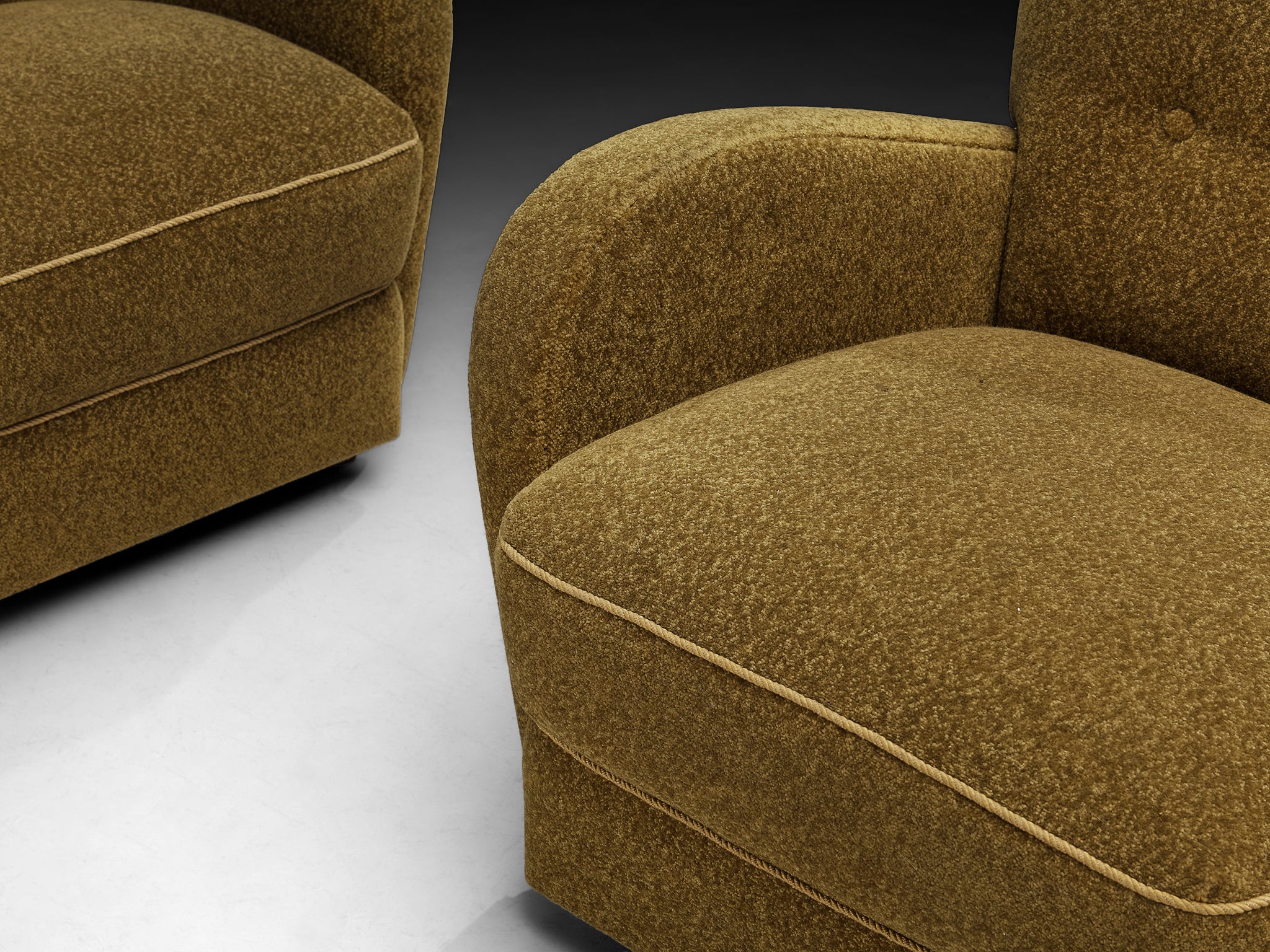 Art Deco Lounge Chairs with Sculpted Curved Form Seating Morentz