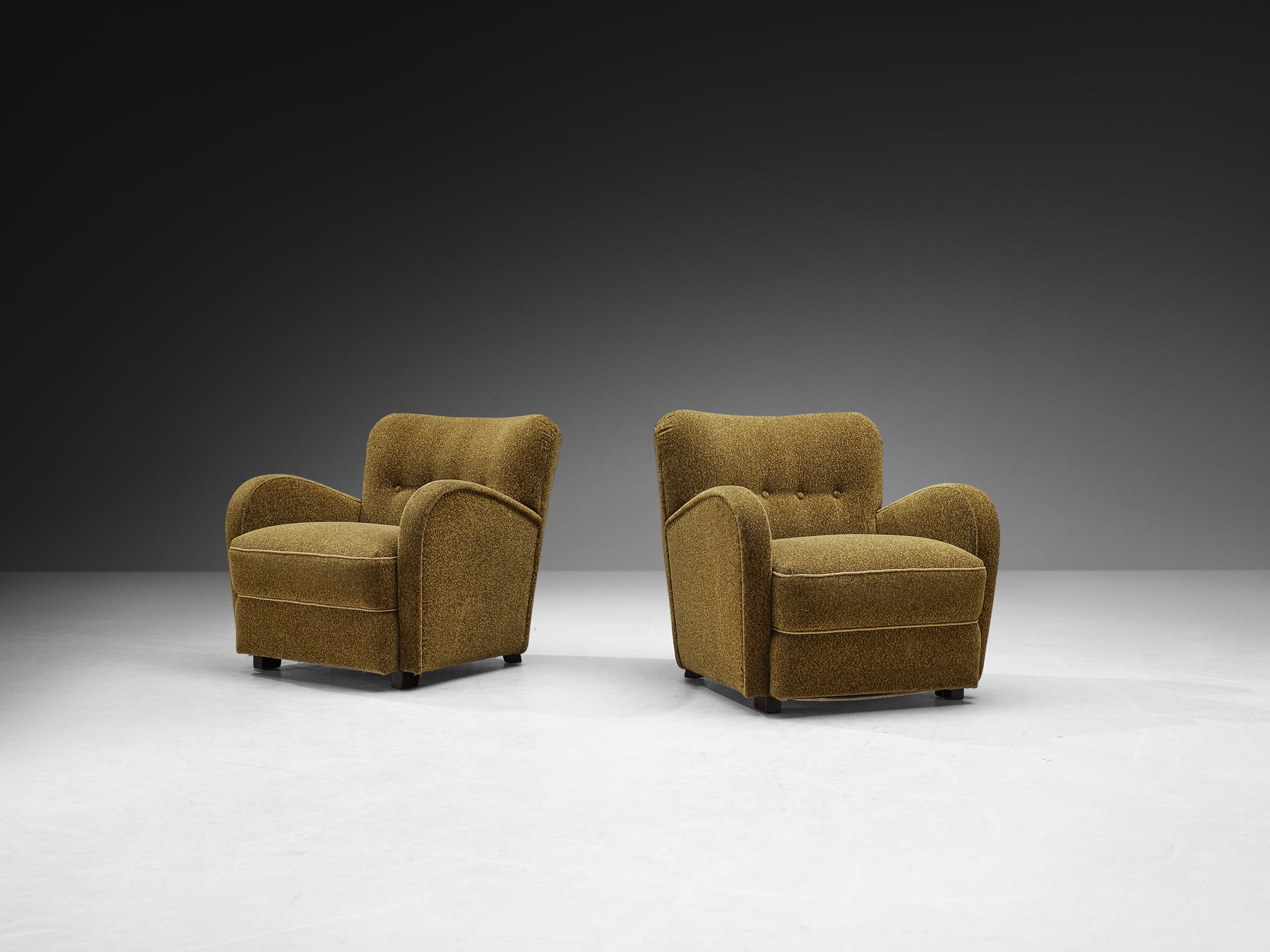 Art Deco Lounge Chairs with Sculpted Curved Form Seating Morentz