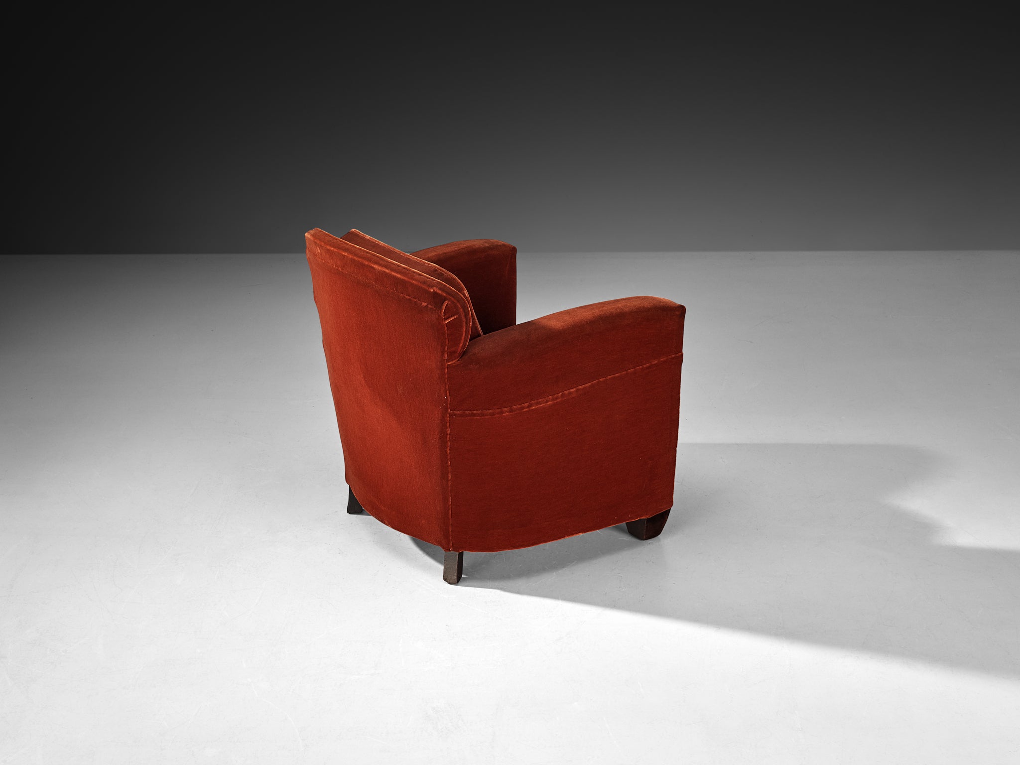 Elegant Art Deco Lounge Chair in Red Fabric Seating Morentz