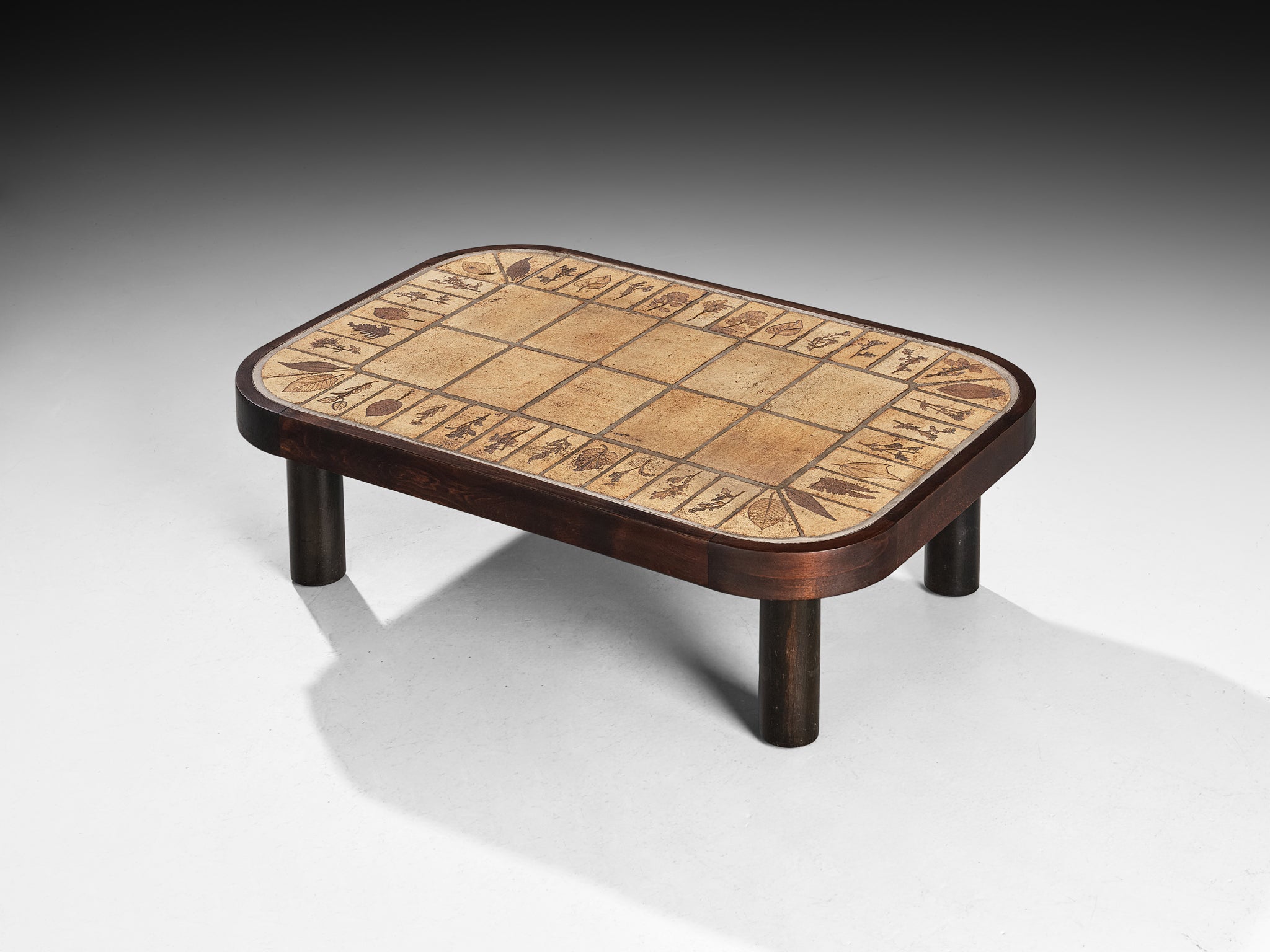 ⚪︎Roger Capron⚪︎coffee table タイルトップテーブル Roger Capron Coffee Table with Floral Imprinted Ceramic Tiles