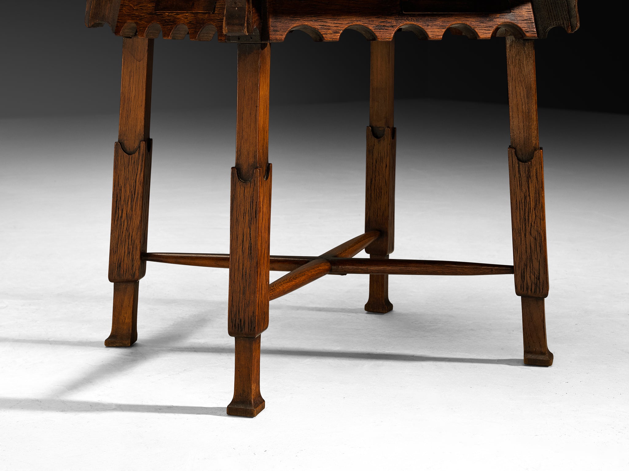 Ernesto Valabrage for Vittorio Valabrega Game Table in Chestnut and Leather Tables Morentz