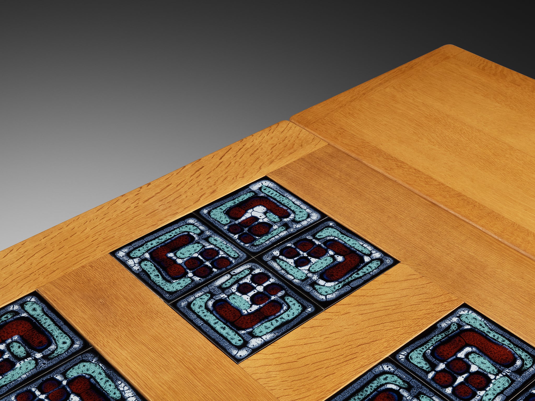 Guillerme & Chambron for Votre Maison Dining Table in Oak and Ceramic Tiles