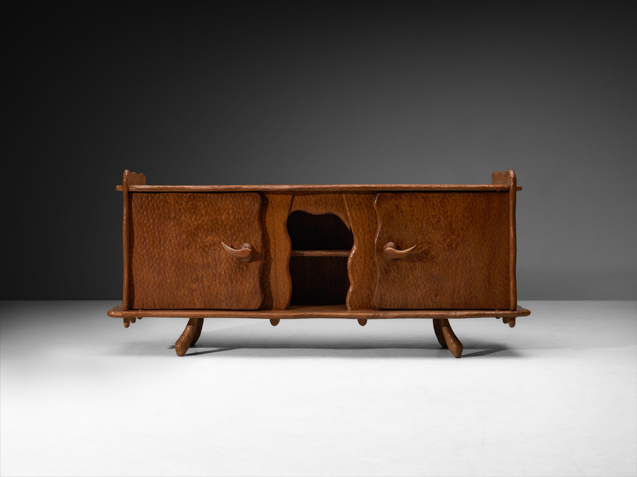 Brutalist French Sideboard in Gouge Solid Elm by Cabinetmaker Case pieces and storage cabinets Morentz