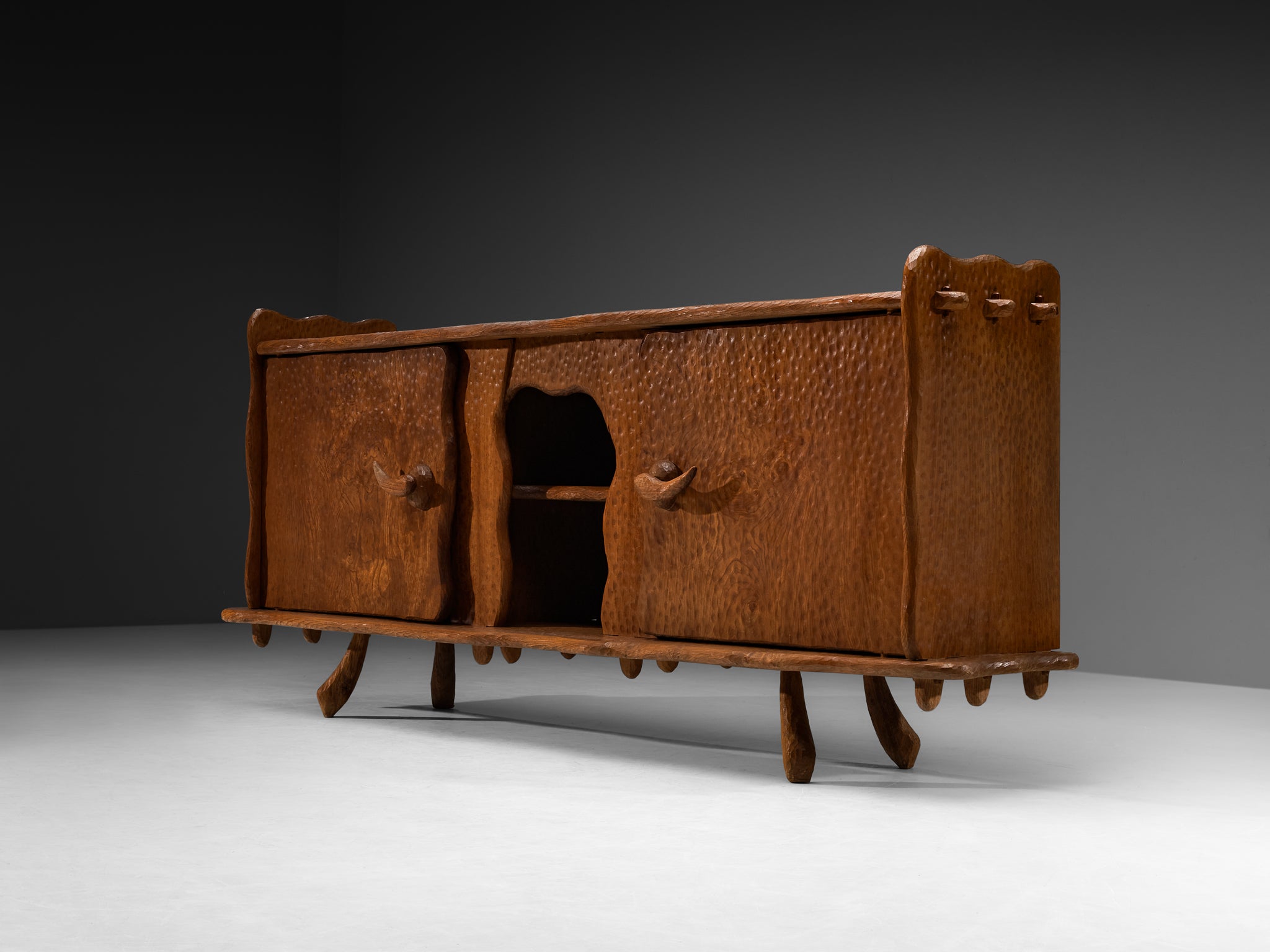 Brutalist French Sideboard in Gouge Solid Elm by Cabinetmaker Case pieces and storage cabinets Morentz