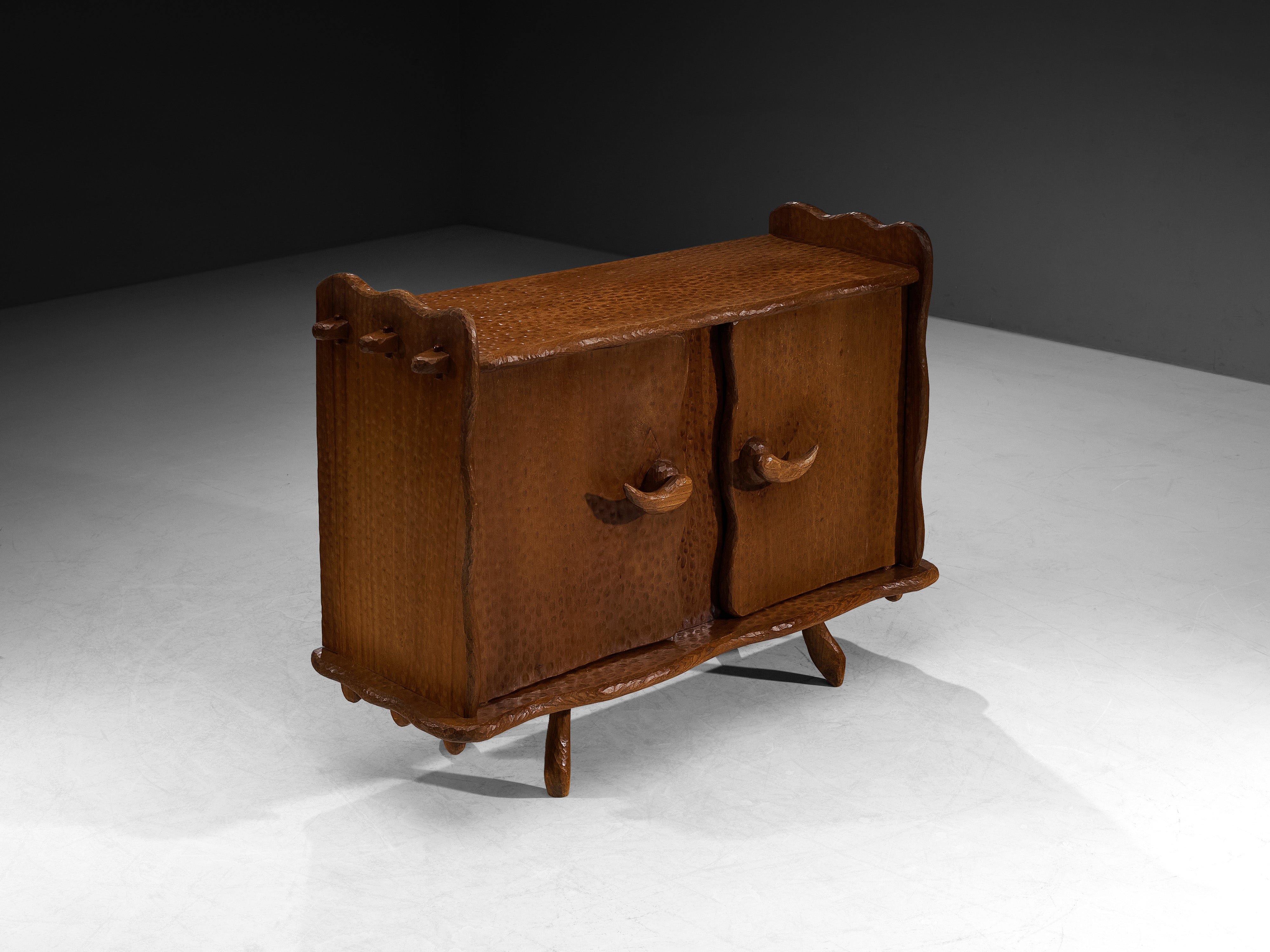 Brutalist French Cabinet in Gouge Solid Elm by Cabinetmaker Case pieces and storage cabinets Morentz