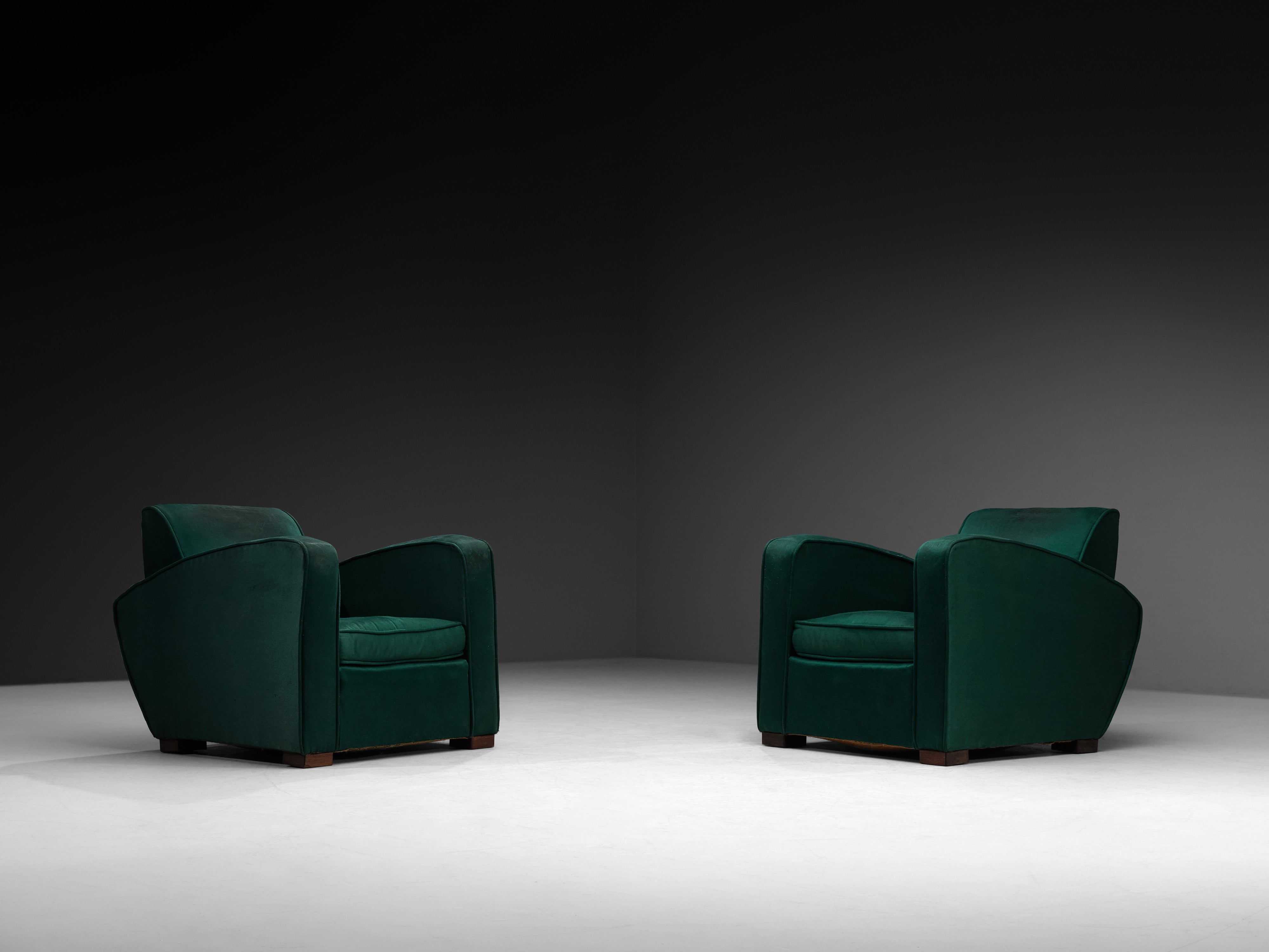 Pair of 1930s Art Deco Curved Lounge Chairs Seating Morentz