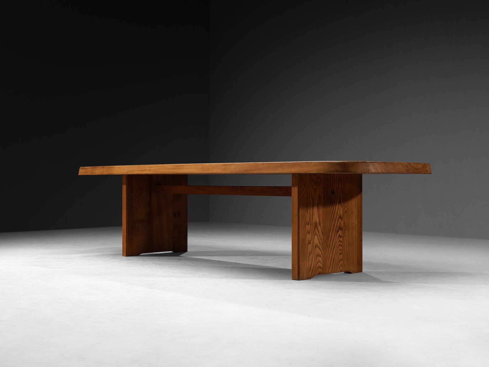 Pierre Chapo Large 'T20B' Dining Table in Solid Elm 303/119.29in. Tables Morentz
