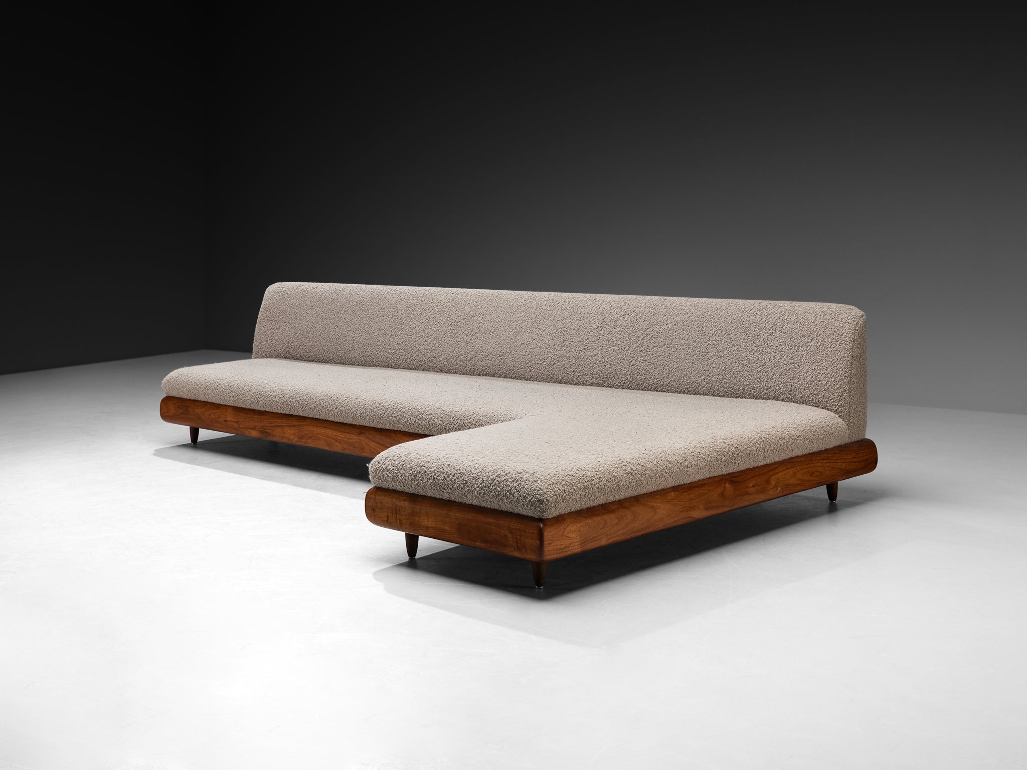 Adrian Pearsall Grand Boomerang Sofa in Grey Pierre Frey Bouclé Seating Morentz