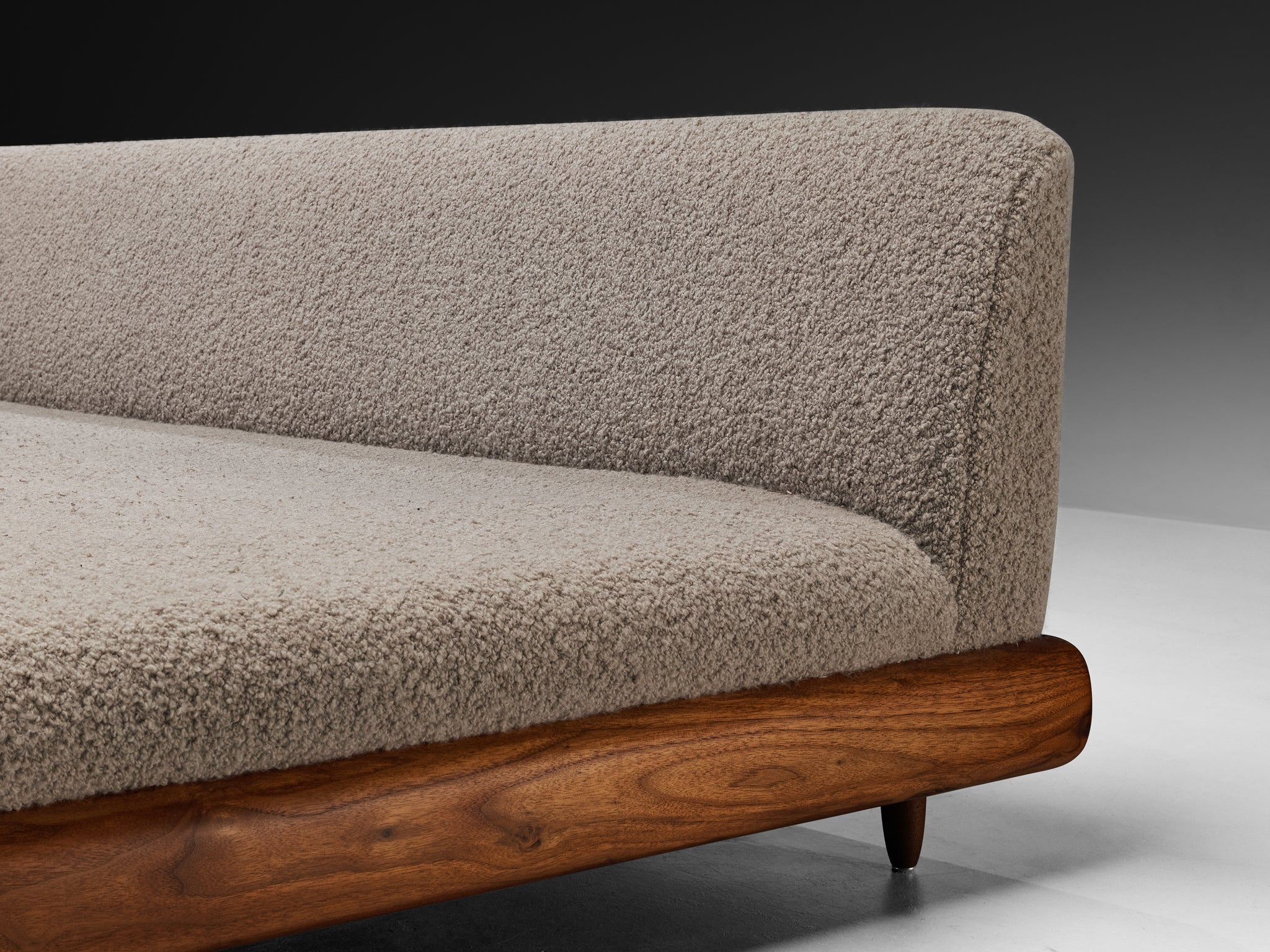 Adrian Pearsall Grand Boomerang Sofa in Grey Pierre Frey Bouclé Seating Morentz
