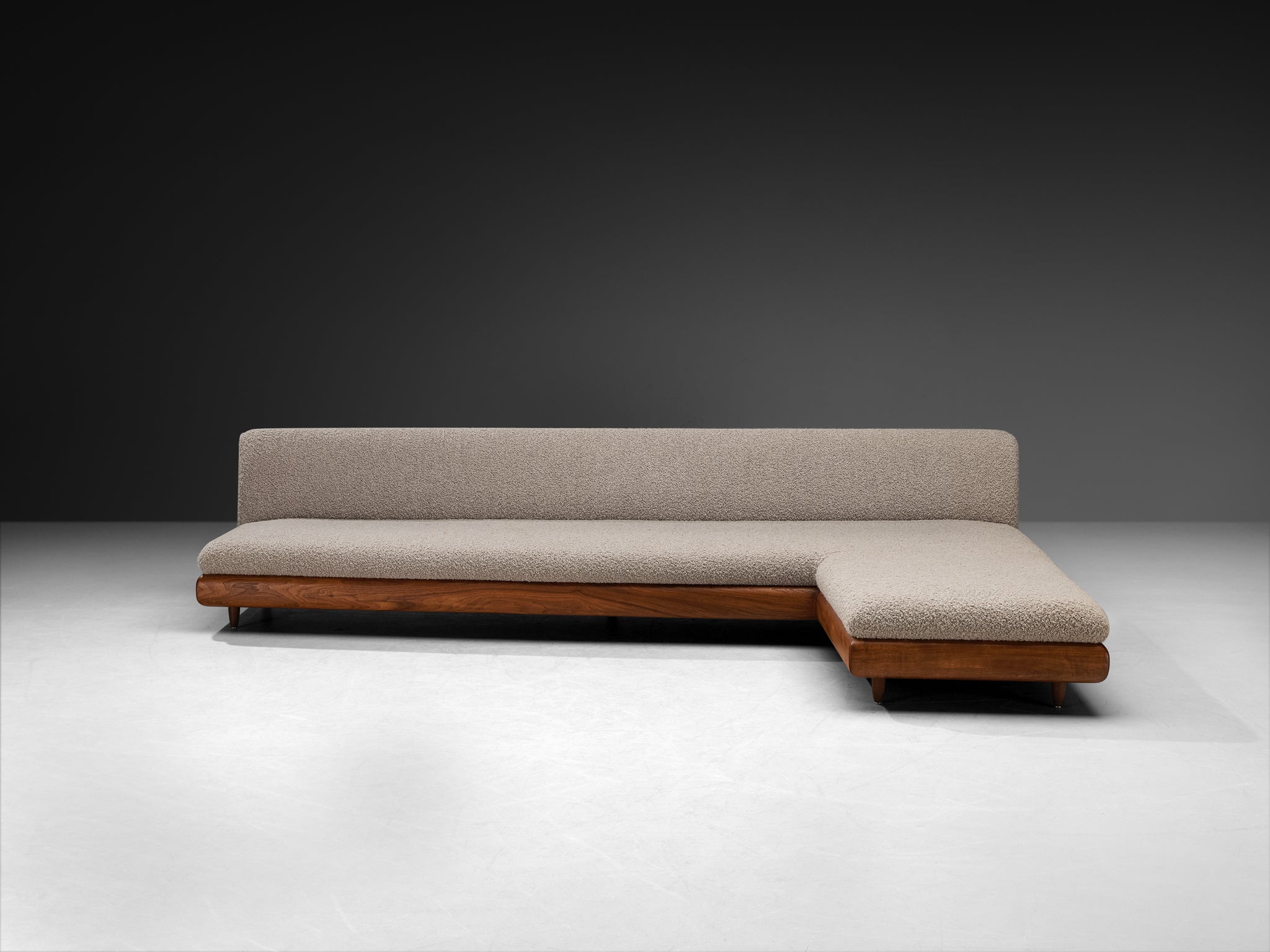Adrian Pearsall Grand Boomerang Sofa in Grey Pierre Frey Bouclé Seating Morentz