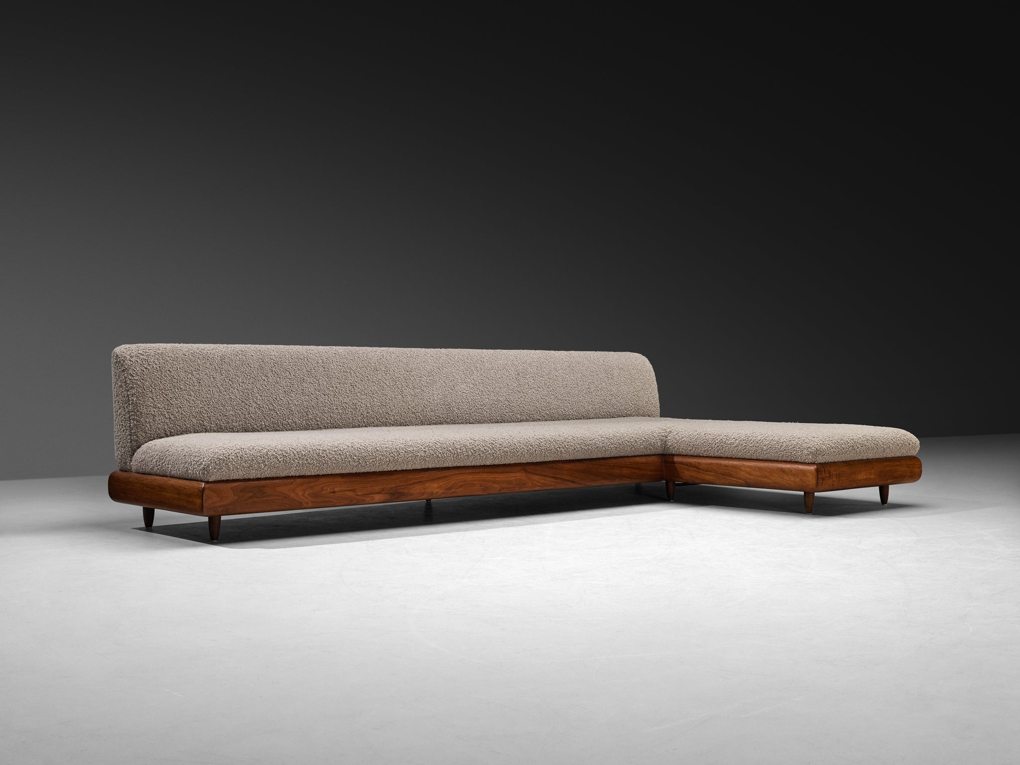 Adrian Pearsall Grand Boomerang Sofa in Grey Pierre Frey Bouclé Seating Morentz
