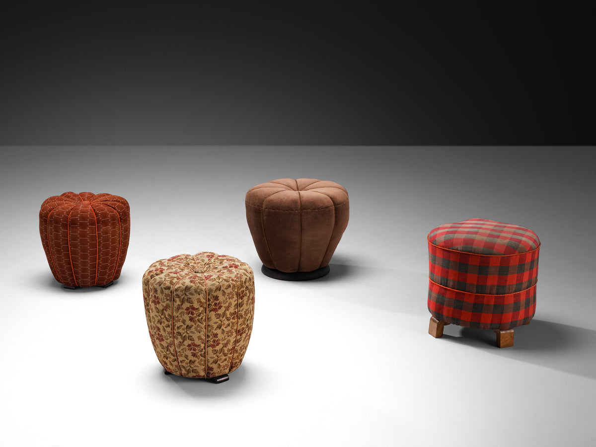 Jindrich Halabala Stools in Decorative Upholstery Seating Morentz