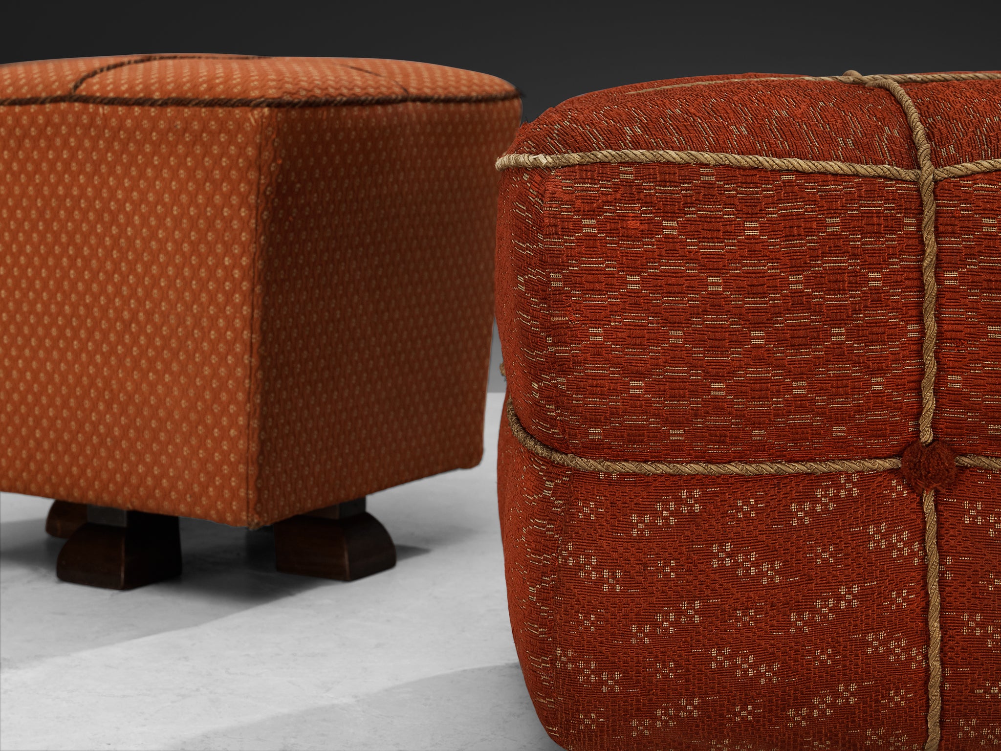 Jindrich Halabala Stools in Decorative Upholstery Seating Morentz