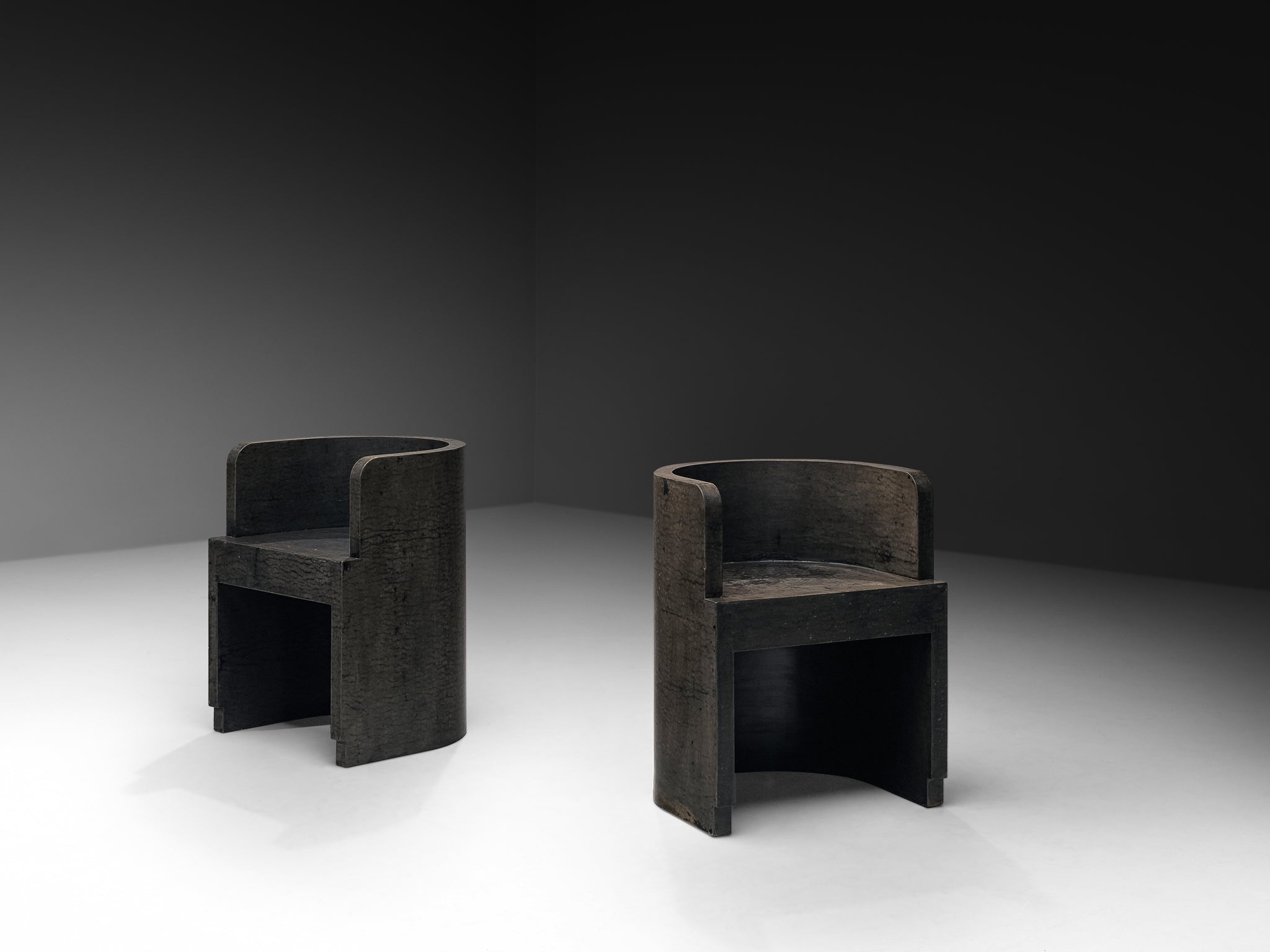 Giuseppe Pagano Pogatschnig & Gino Levi Montalcini for F.I.P. Curved Chairs in Black Buxus Seating Morentz
