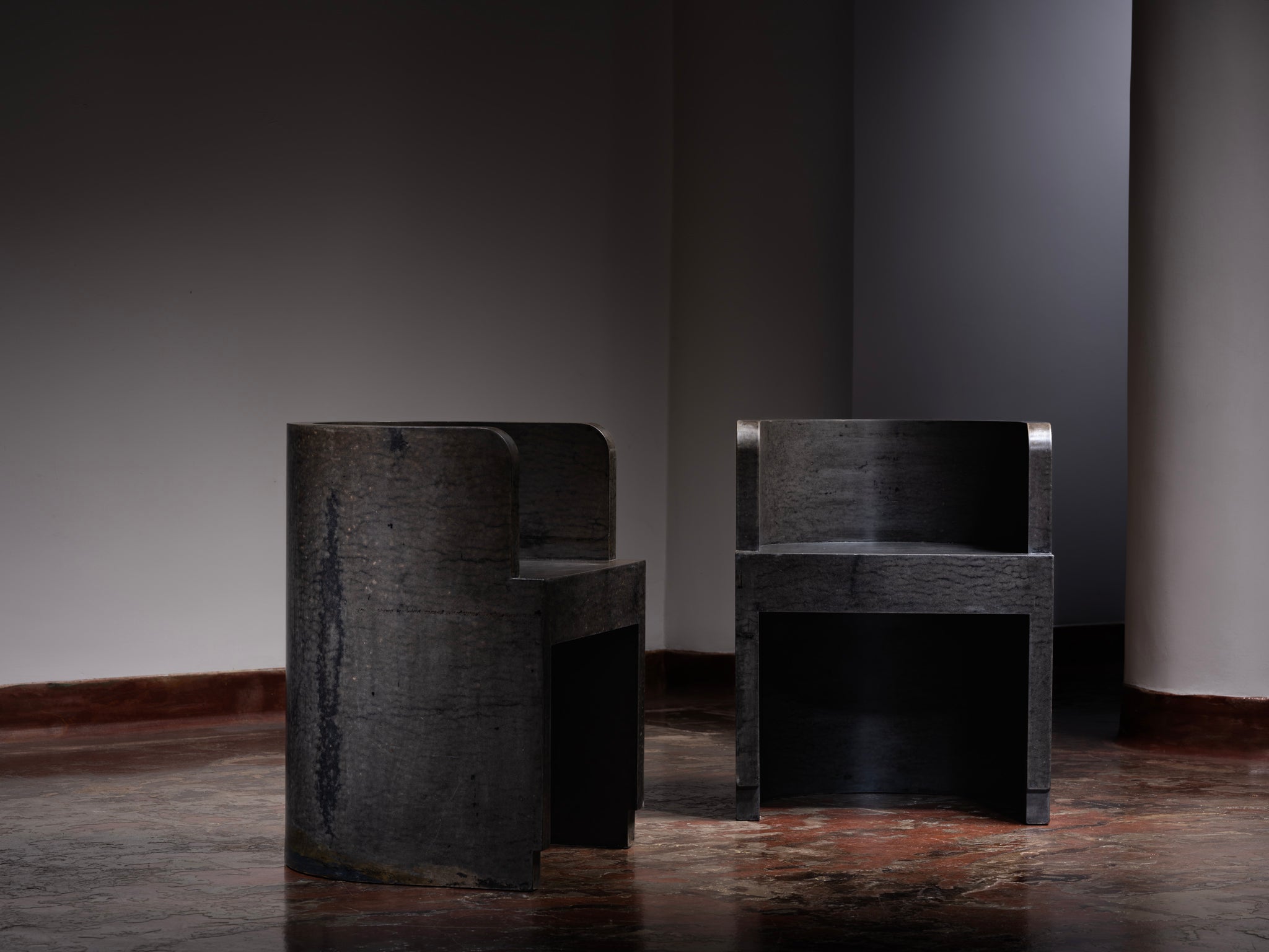 Giuseppe Pagano Pogatschnig & Gino Levi Montalcini for F.I.P. Curved Chairs in Black Buxus