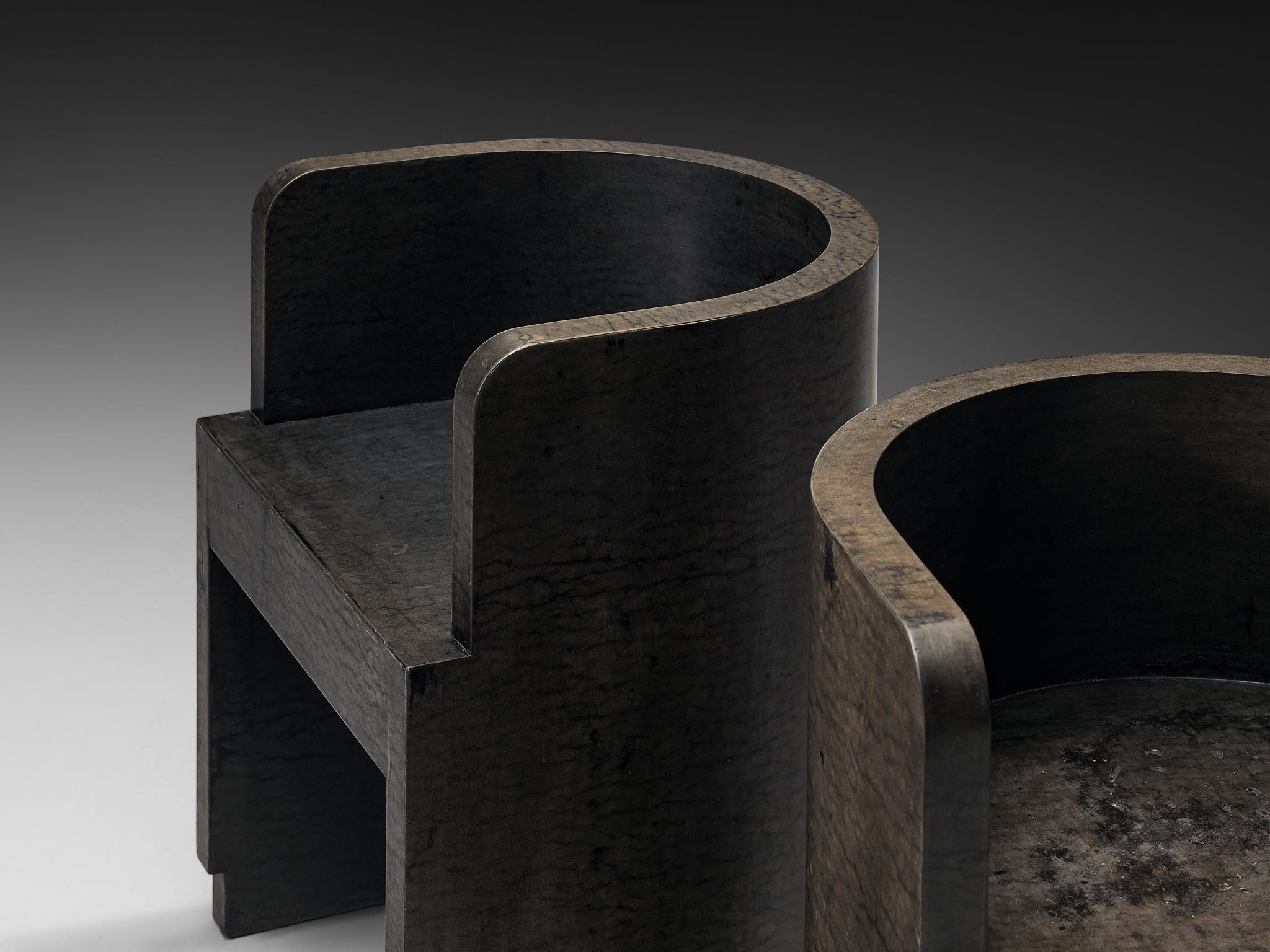 Giuseppe Pagano Pogatschnig & Gino Levi Montalcini for F.I.P. Curved Chairs in Black Buxus