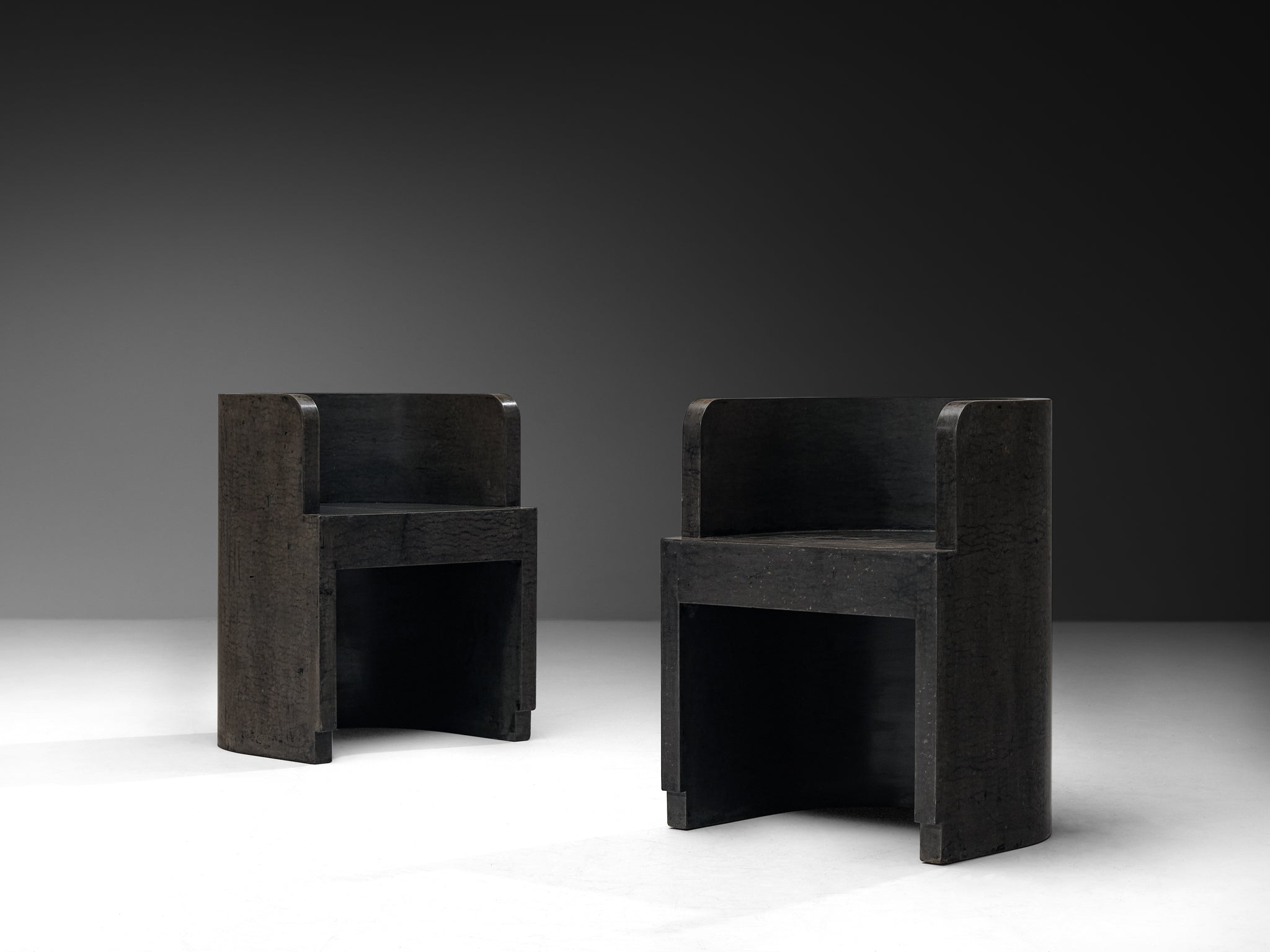 Giuseppe Pagano Pogatschnig & Gino Levi Montalcini for F.I.P. Curved Chairs in Black Buxus