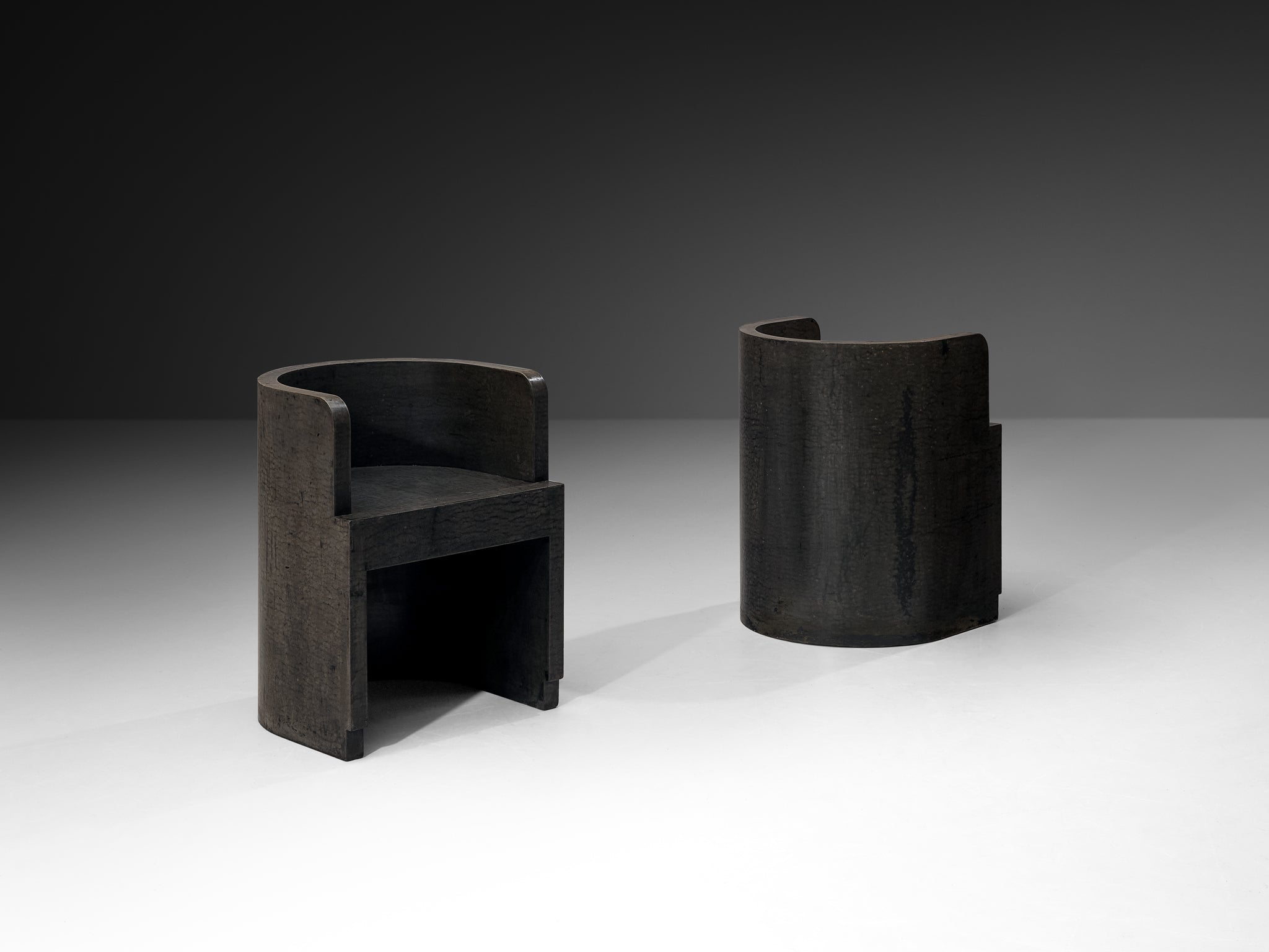 Giuseppe Pagano Pogatschnig & Gino Levi Montalcini for F.I.P. Curved Chairs in Black Buxus