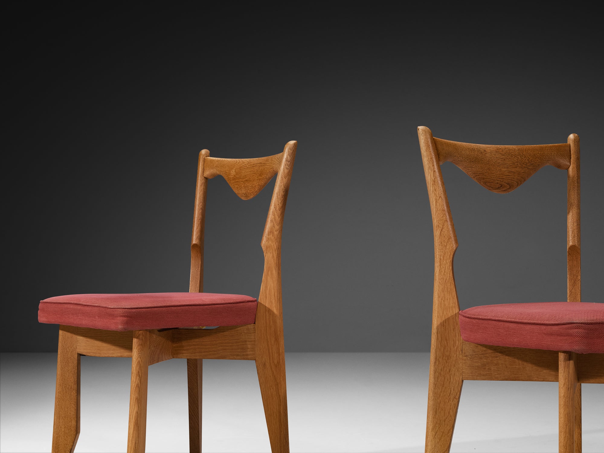 Guillerme & Chambron Set of Six 'Thibault' Dining Chairs in Solid Oak Seating Morentz