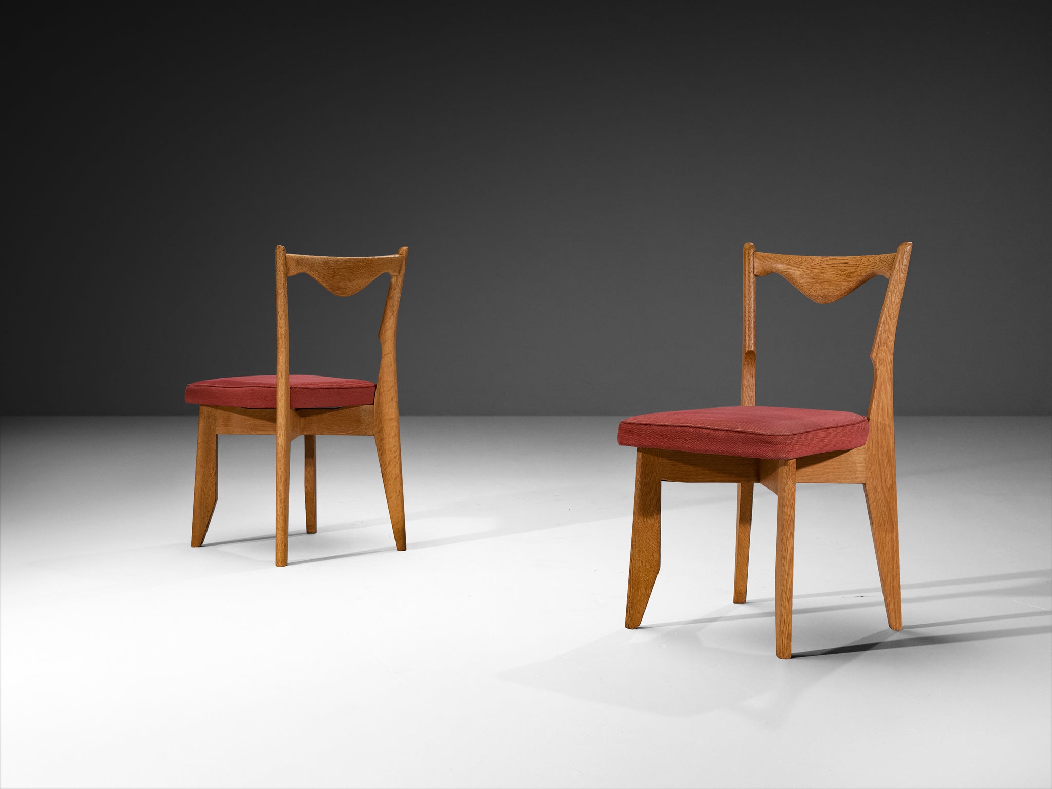 Guillerme & Chambron Set of Six 'Thibault' Dining Chairs in Solid Oak Seating Morentz