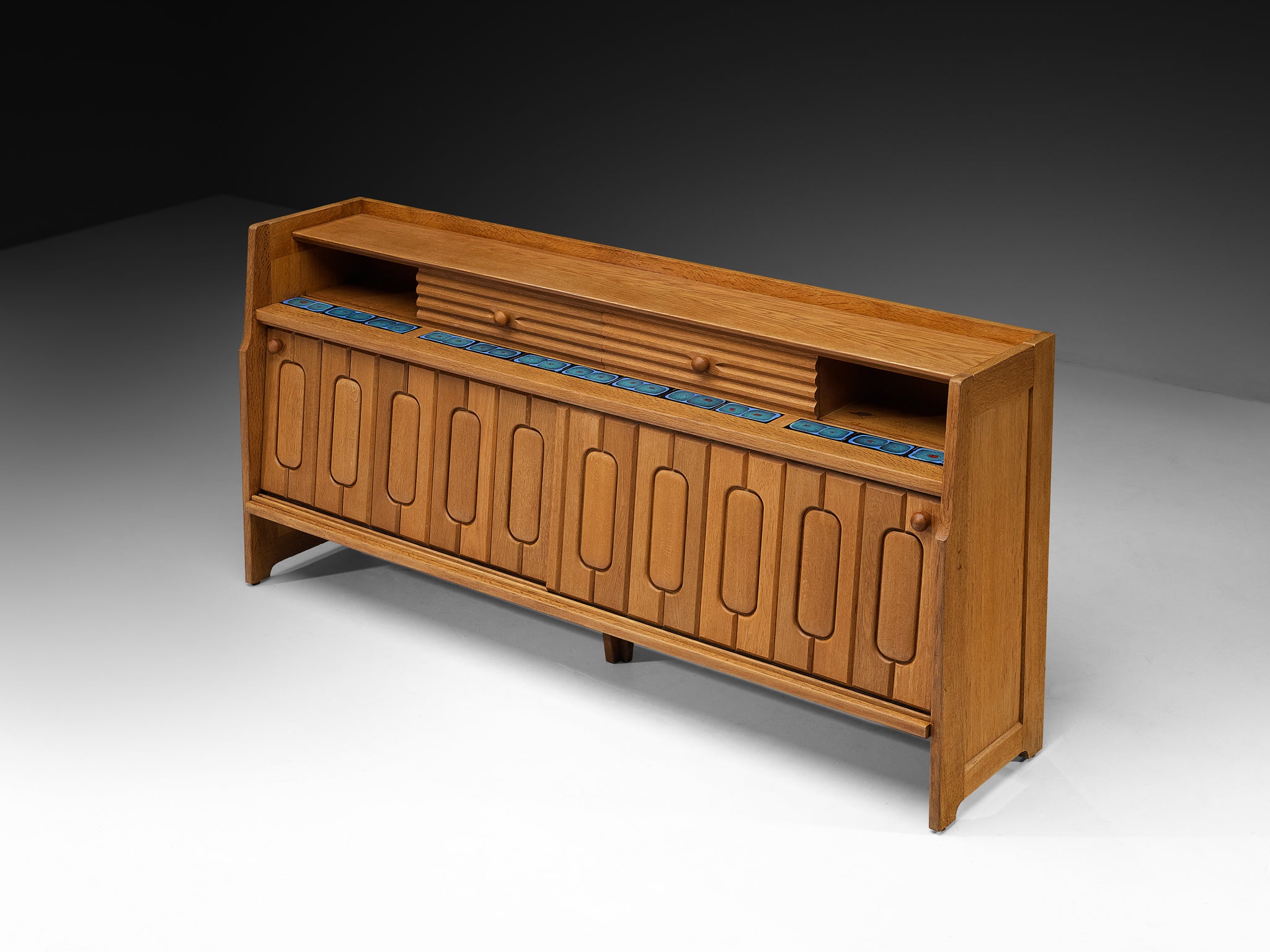 Guillerme et Chambron Sideboard in Oak with Ceramic Case pieces and storage cabinets Morentz