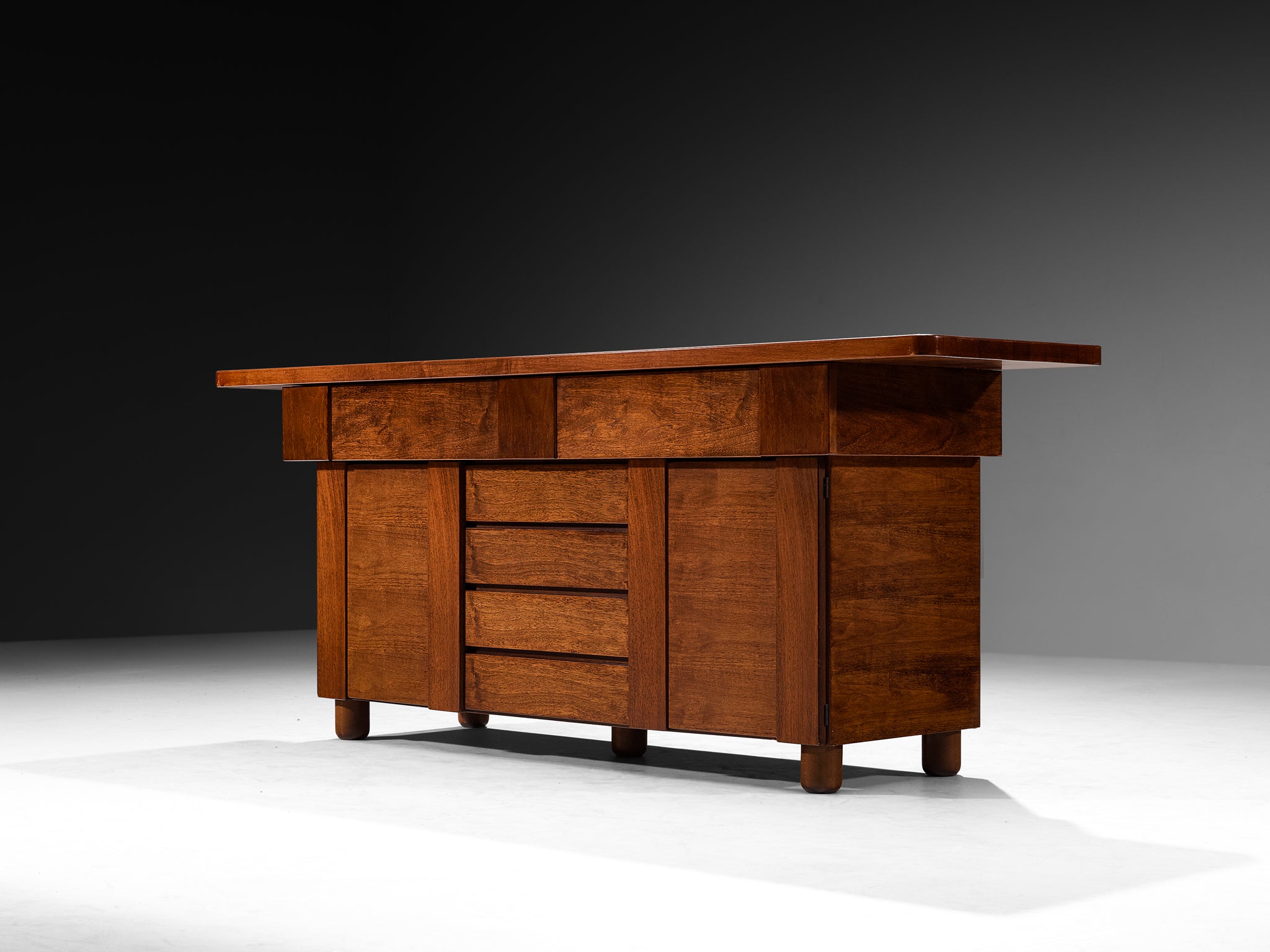 Architectural Mid-Century Sideboard in Mahogany Case pieces and storage cabinets Morentz