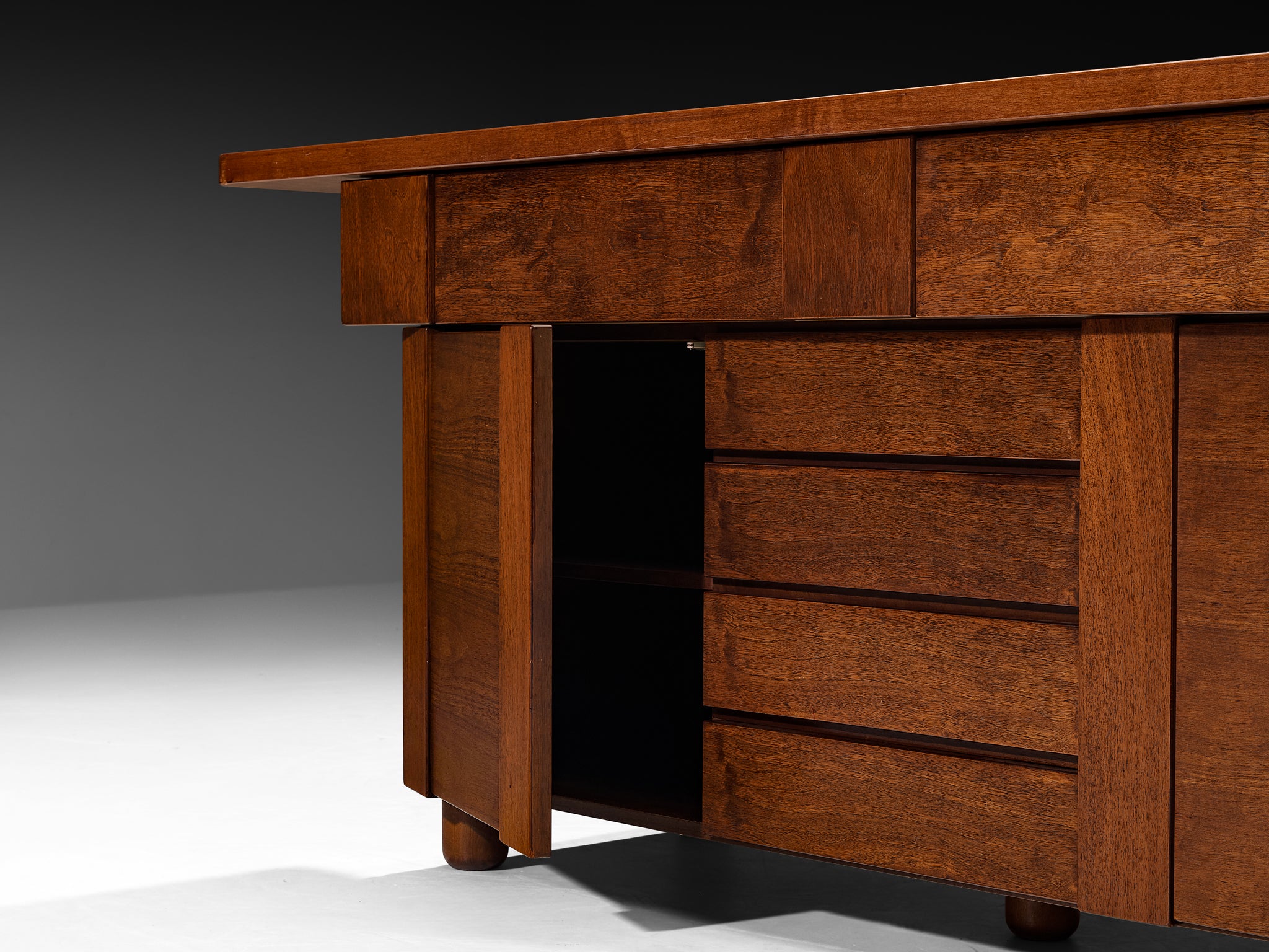 Architectural Mid-Century Sideboard in Mahogany Case pieces and storage cabinets Morentz