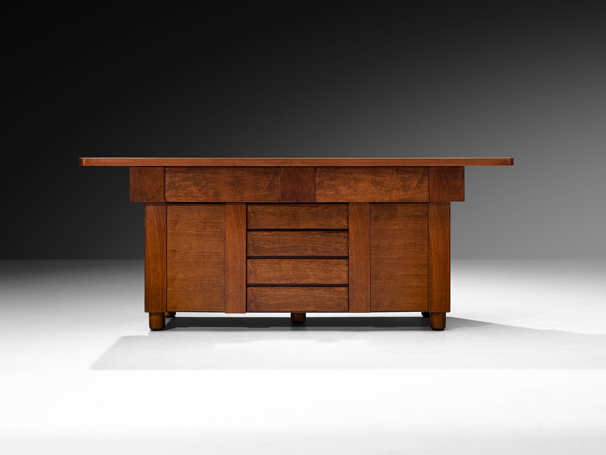 Architectural Mid-Century Sideboard in Mahogany Case pieces and storage cabinets Morentz