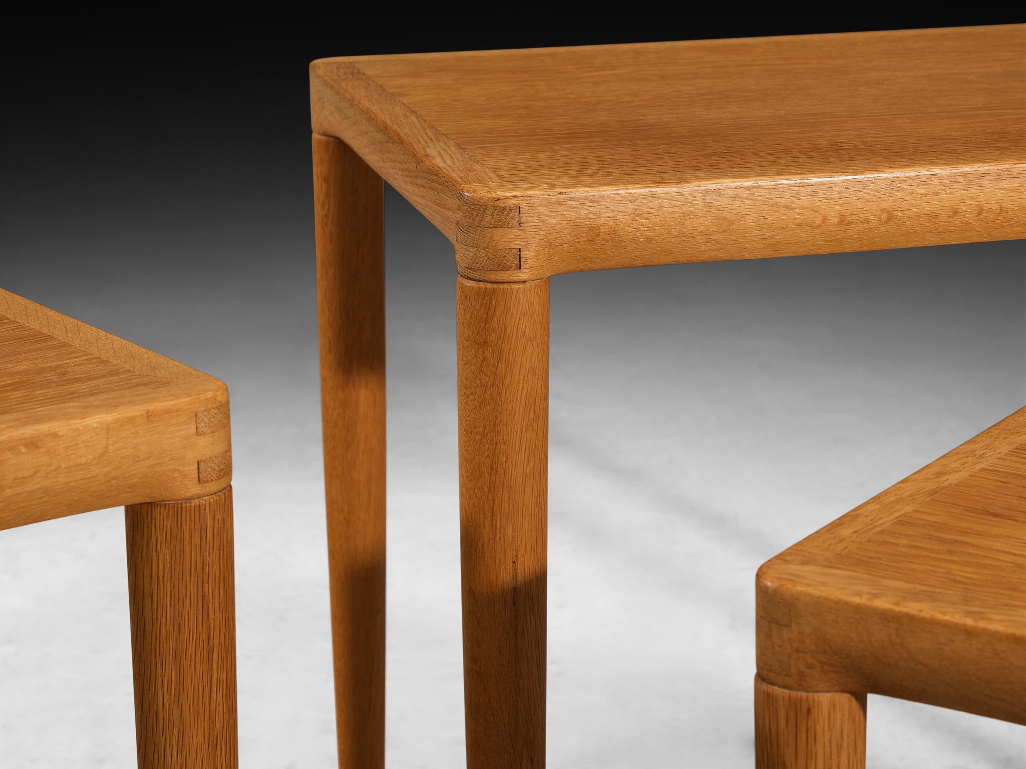 Scandinavian Modern Set of Three Nesting Tables in Oak Tables Morentz