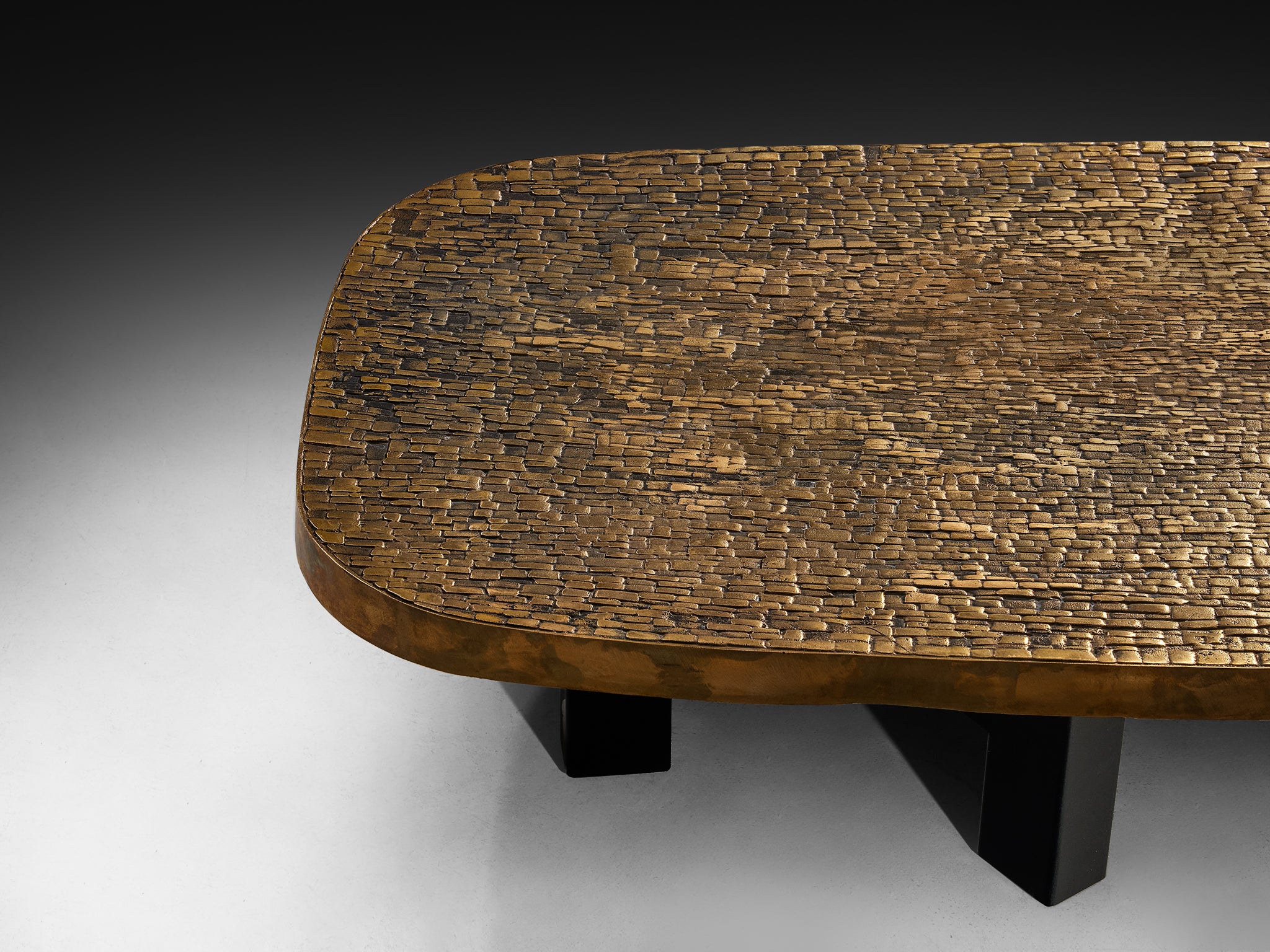 Ado Chale Early and Rare 'Relief d'Agate' Coffee Table in Bronze Mosaic