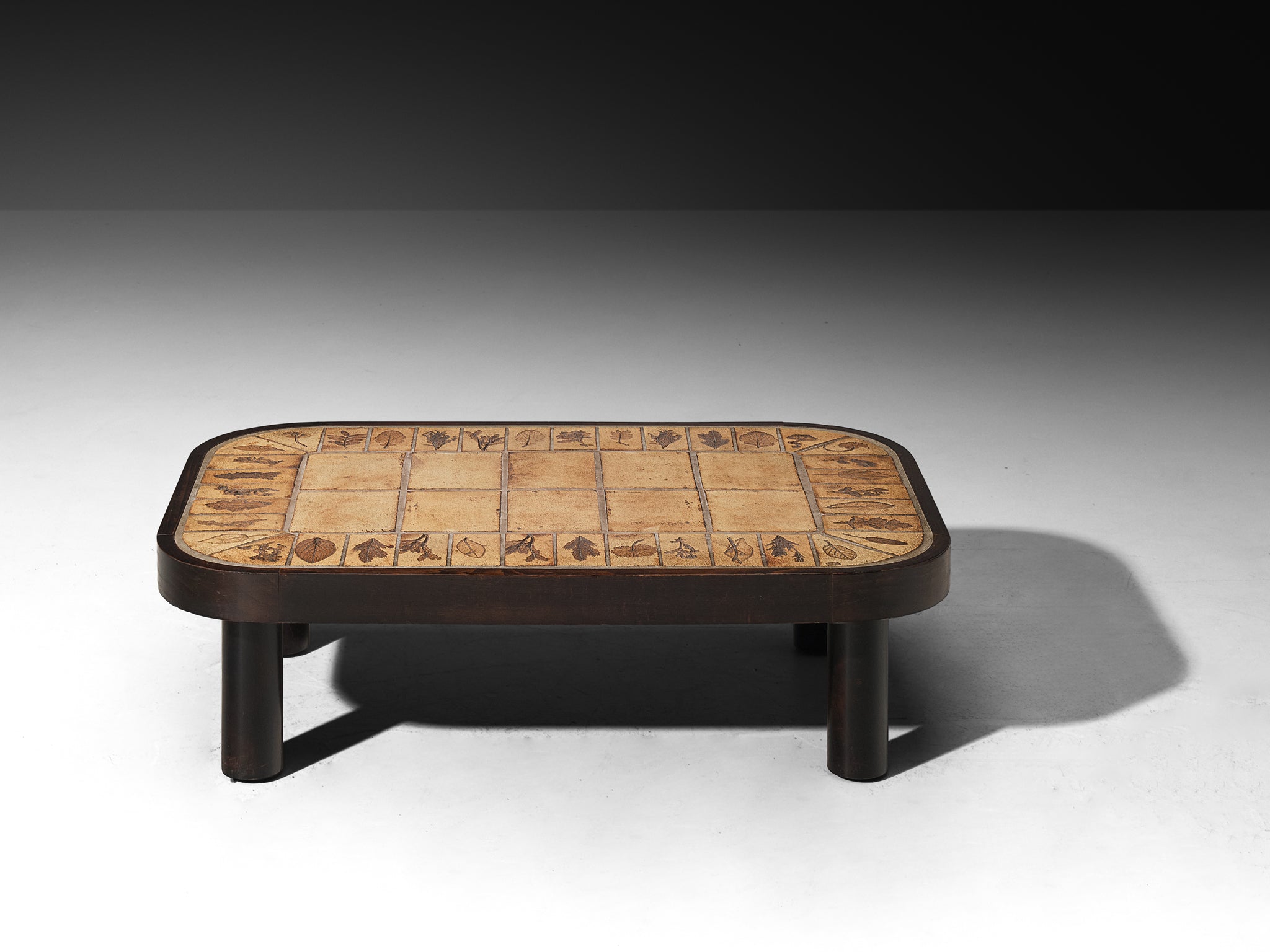 Roger Capron Coffee Tables with Floral Imprinted Ceramic Tiles Tables Morentz